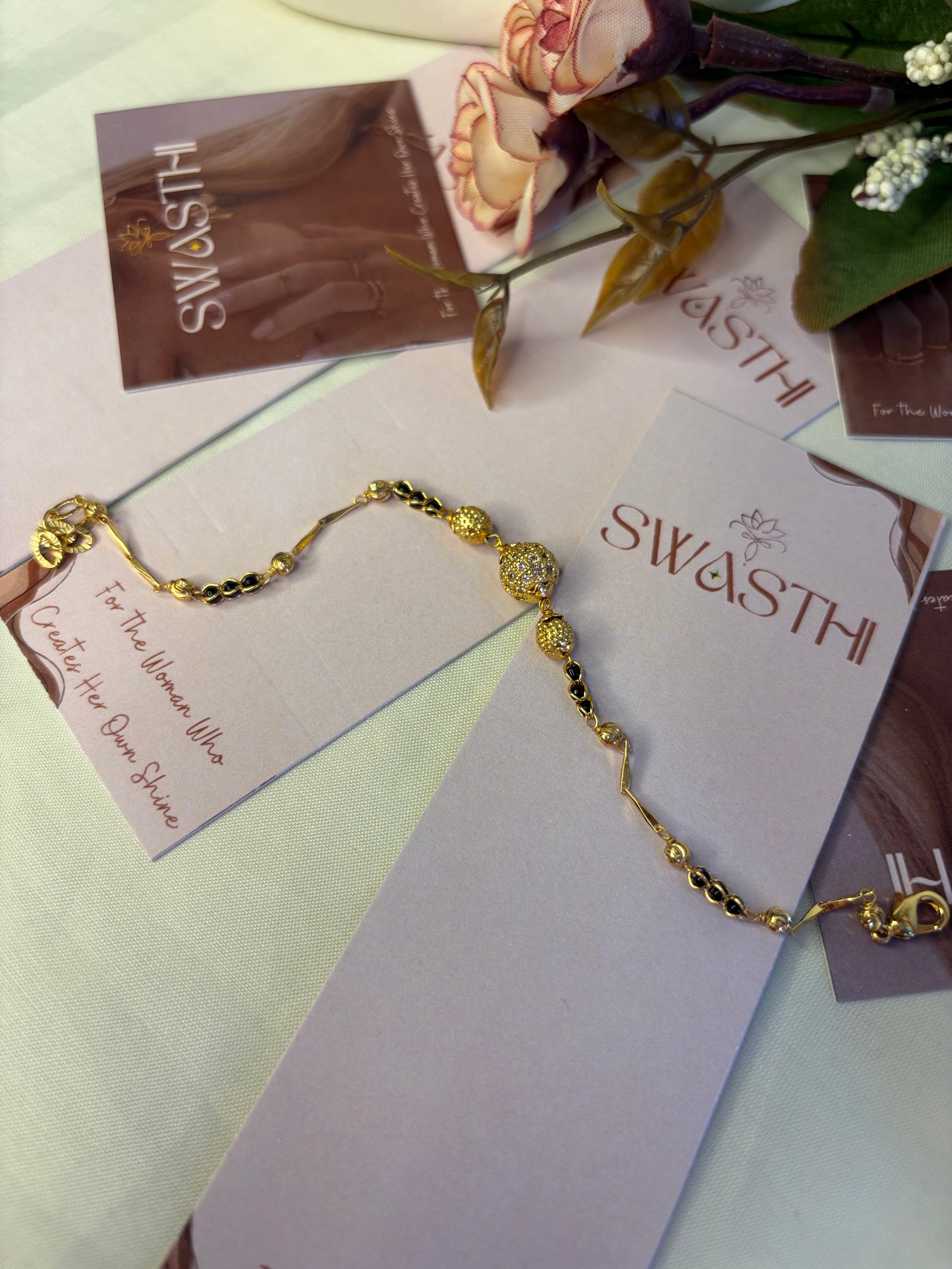 Black Beads Chain Braclet