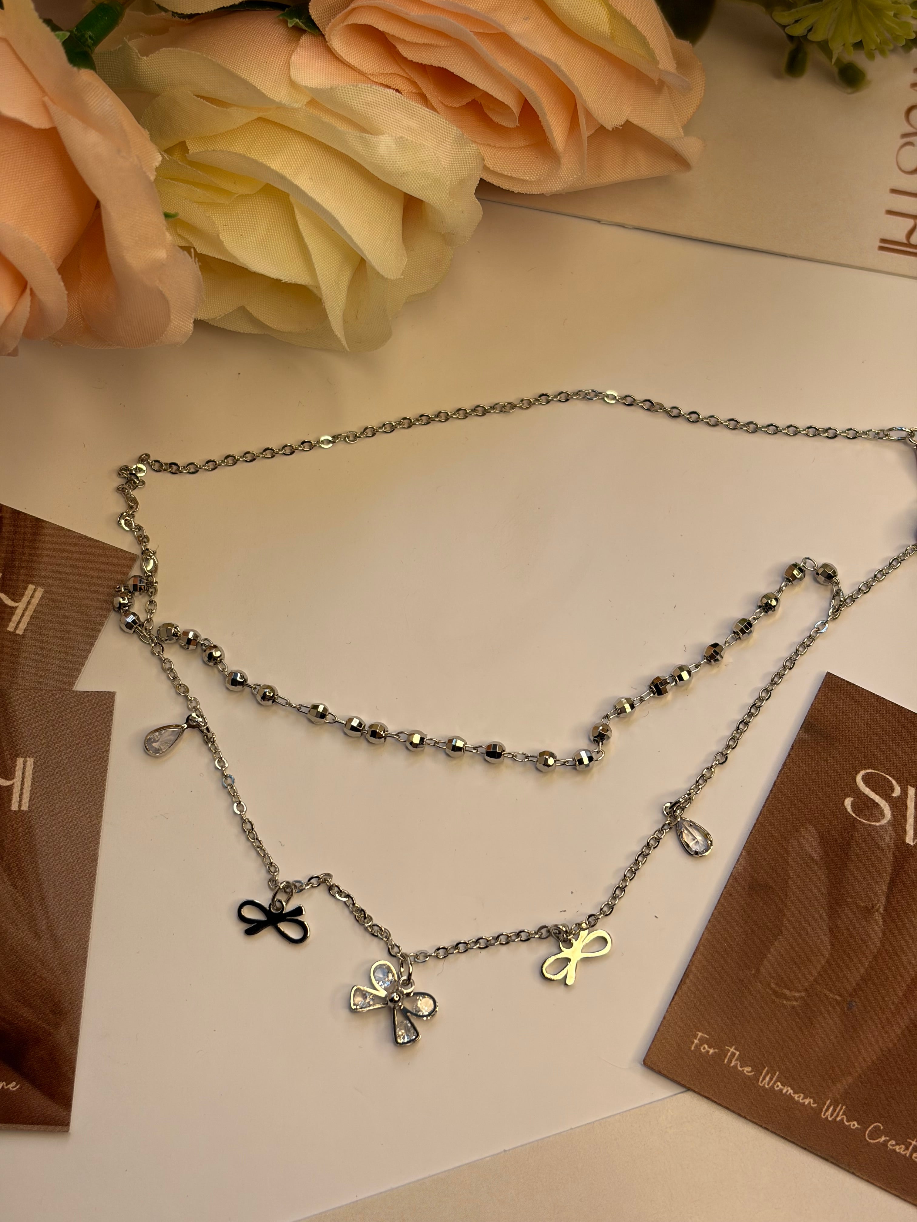 Silver Double Layered Necklace Chain