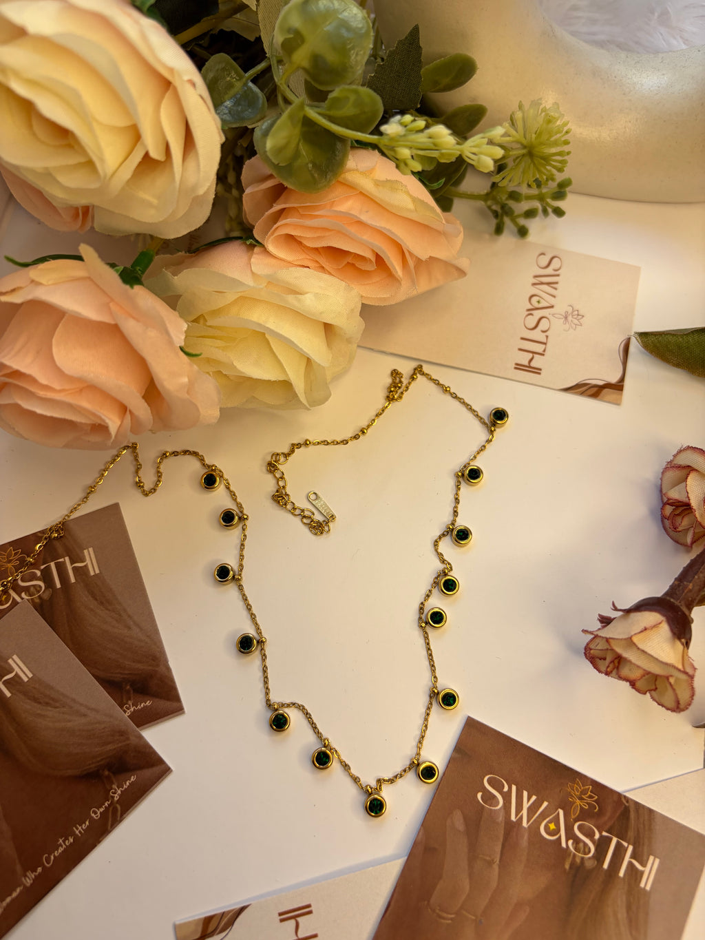 Green Colour Stone Chain