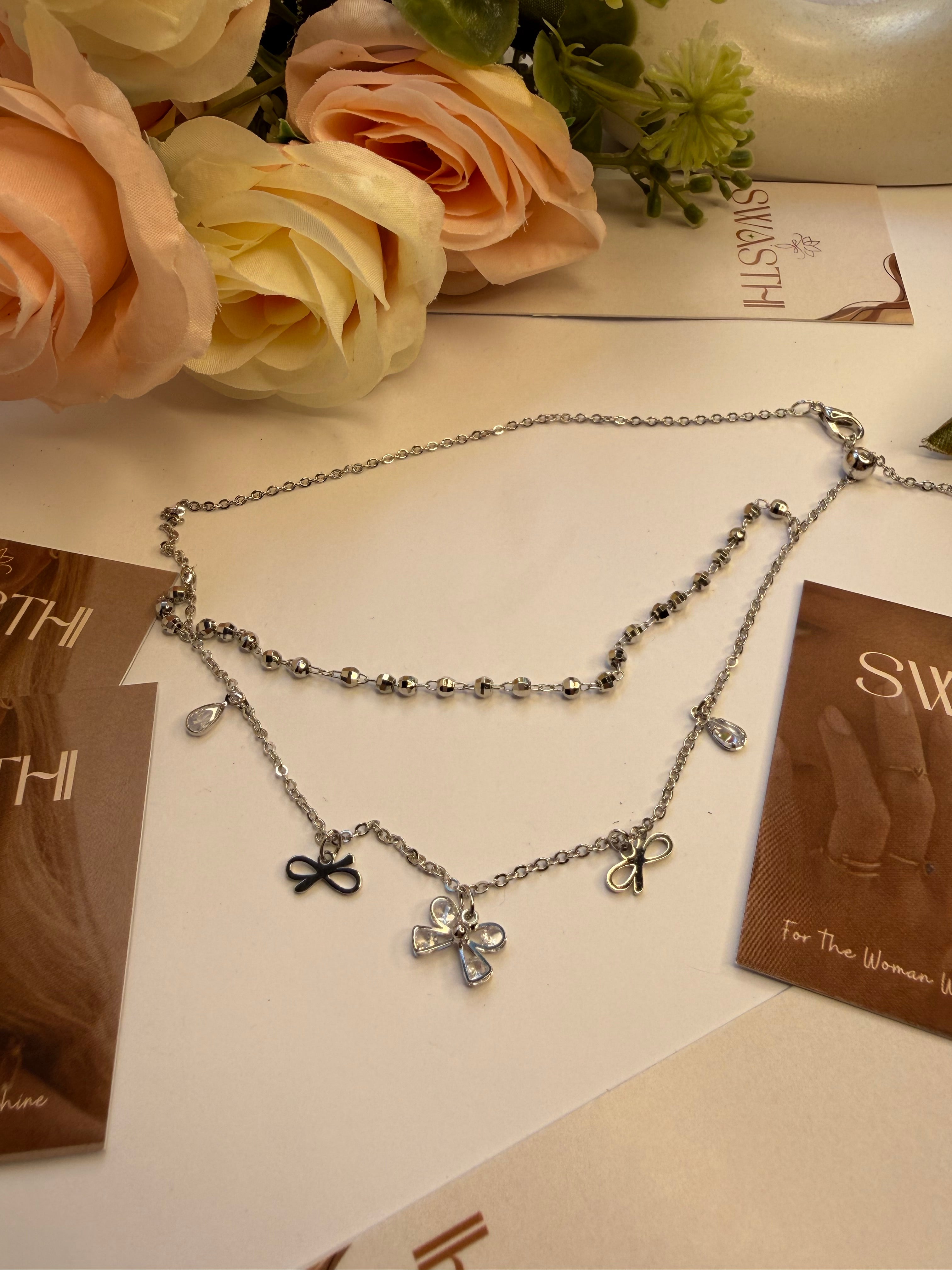 Silver Double Layered Necklace Chain