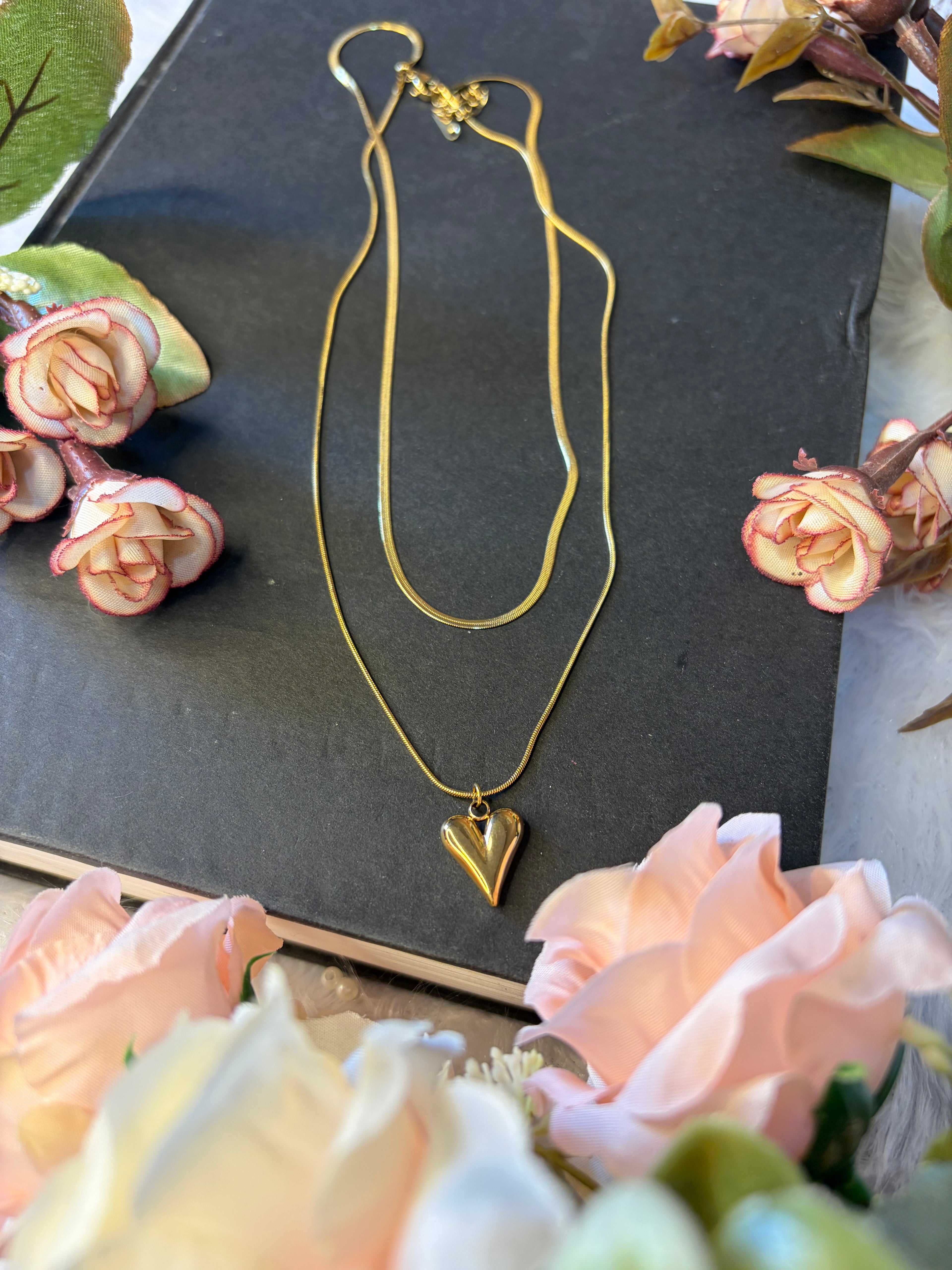 Anti Tarnish Heart Themed Layered chain
