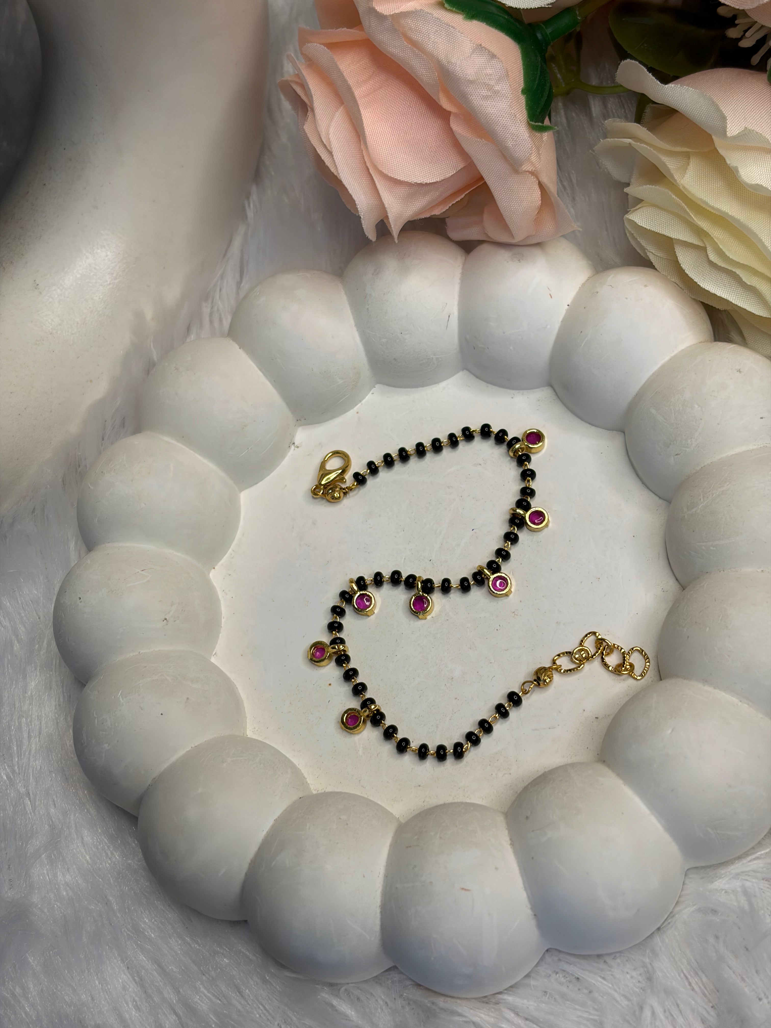 Black Beads Chain Braclet