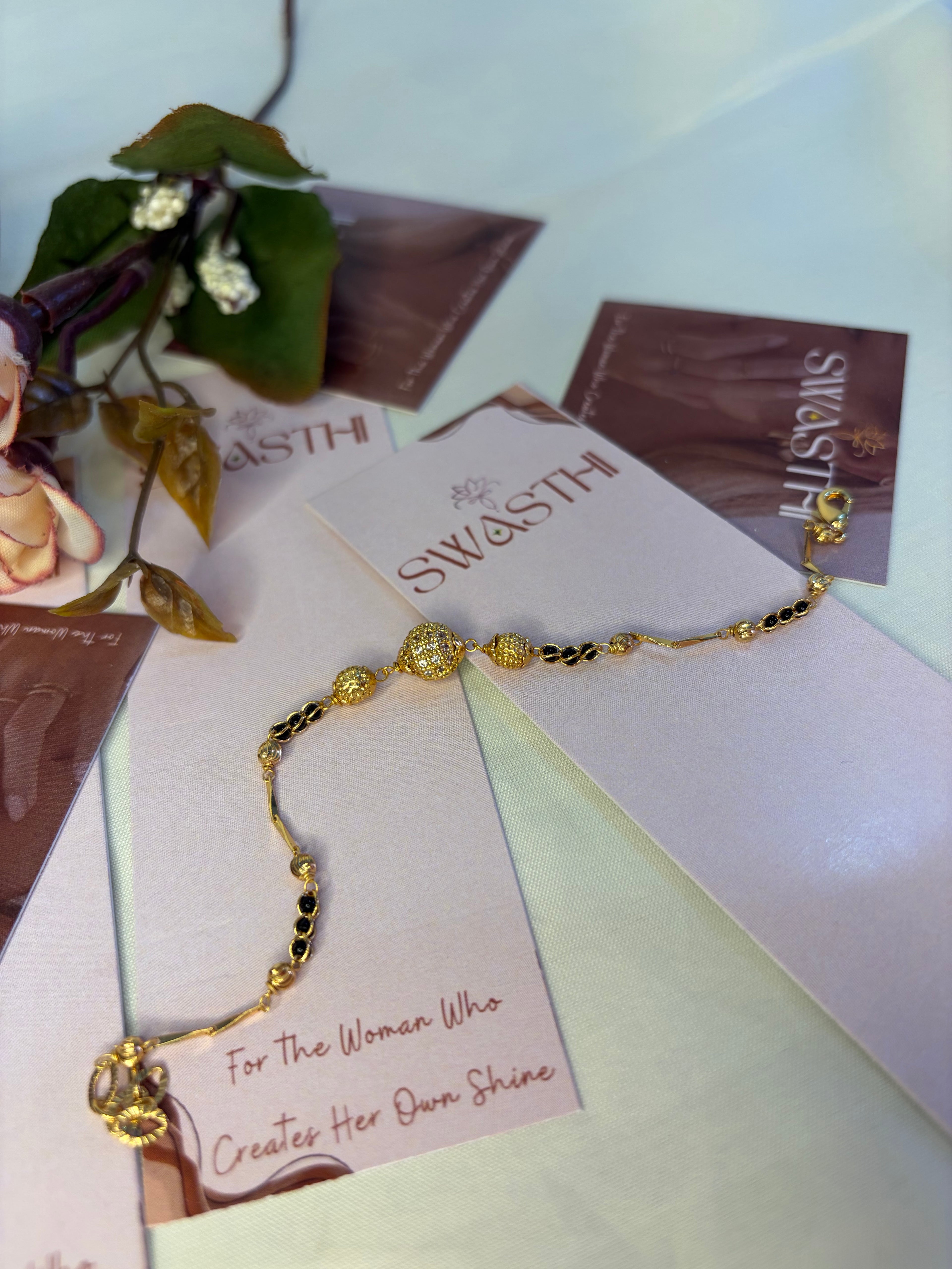 Black Beads Chain Braclet