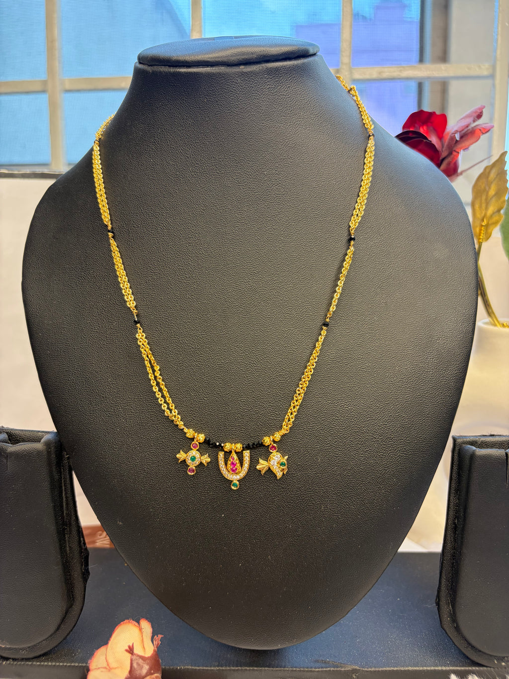 Shanku chakra namalu Black Beads