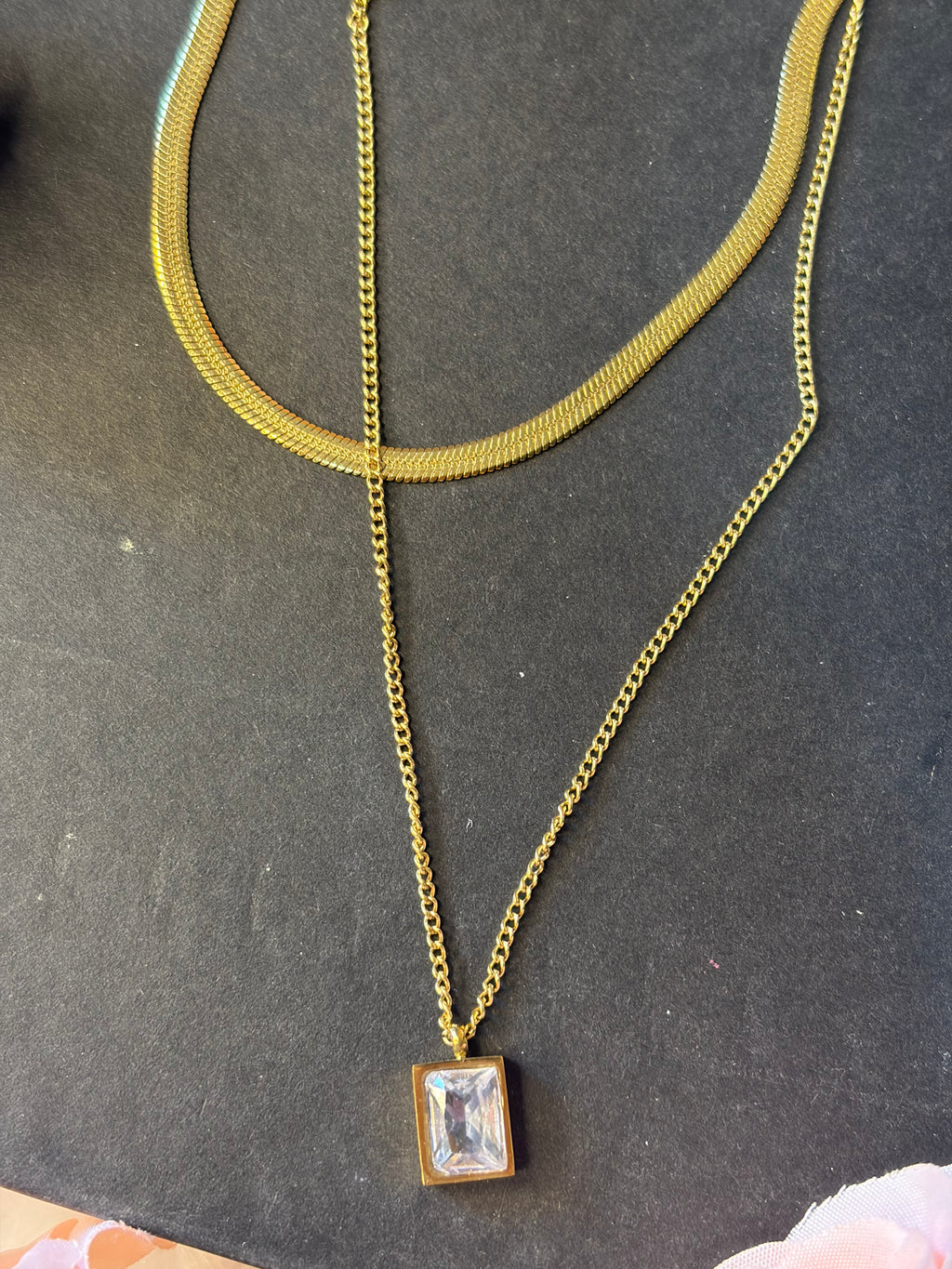 Anti Tarnish white Emerald Layered Chain