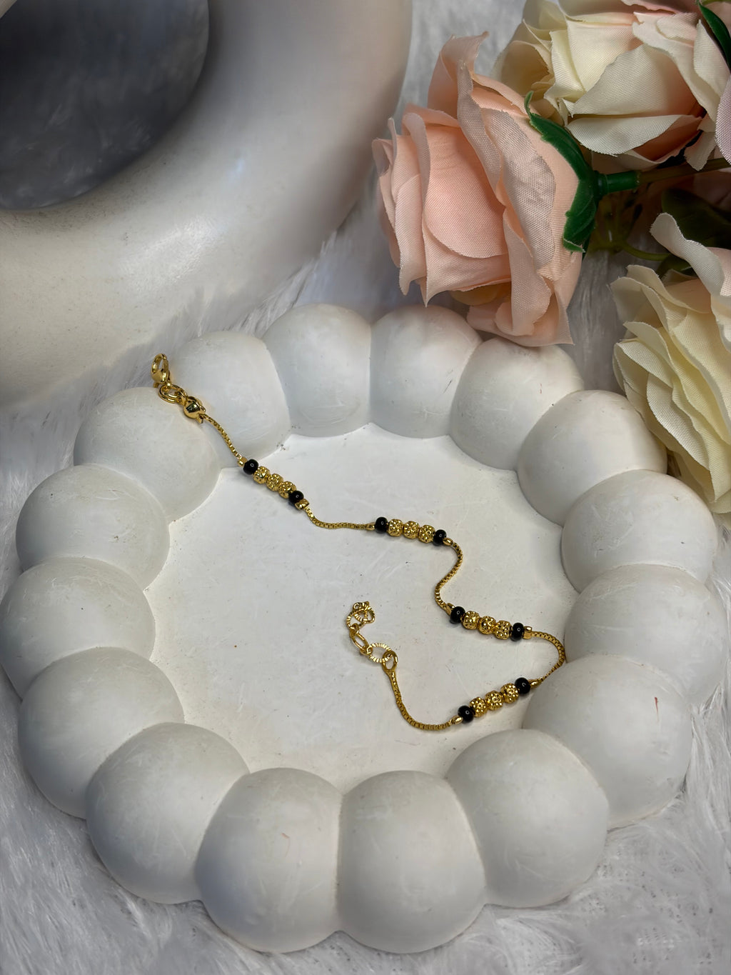 Black Beads Chain Braclet