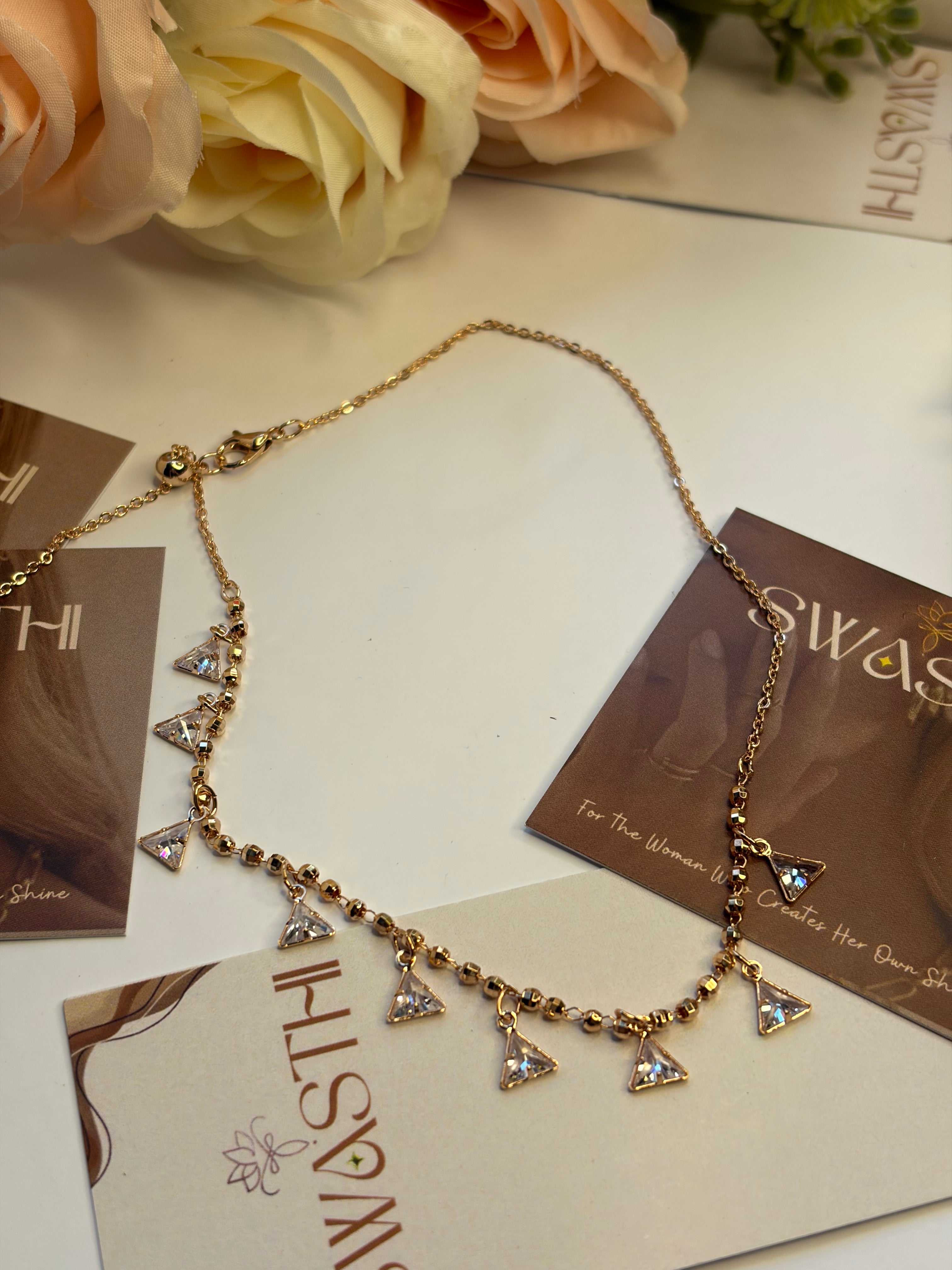 Rose Gold Triangle Charms Necklace Chain