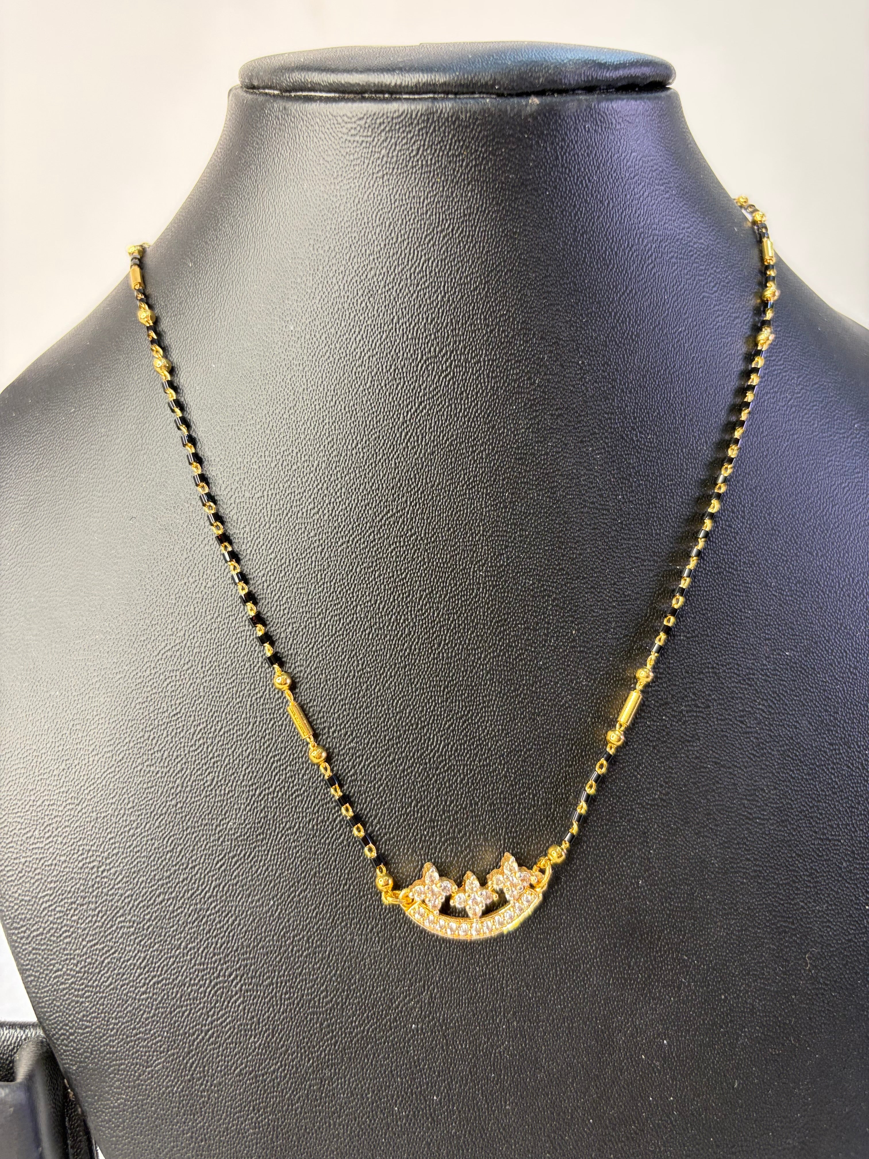 Three Star Short Black Beads
