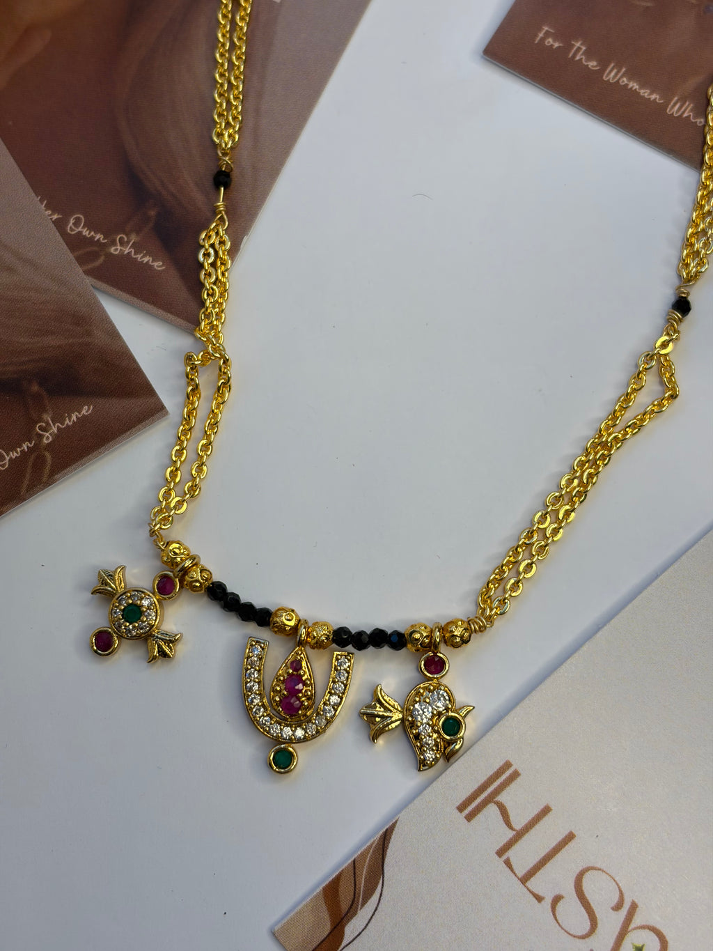Shanku chakra namalu Black Beads