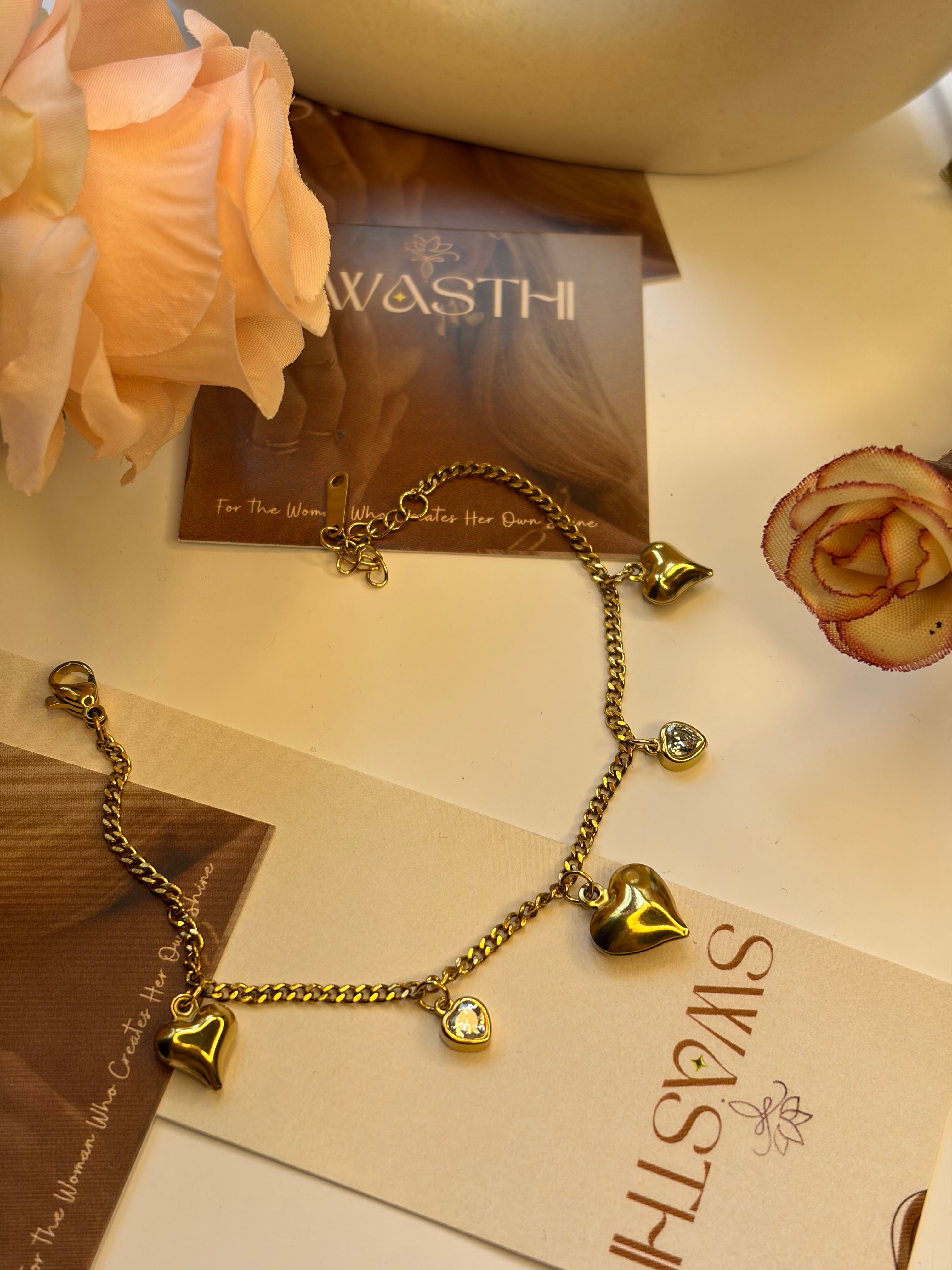 Heart Charms Chain Braclet