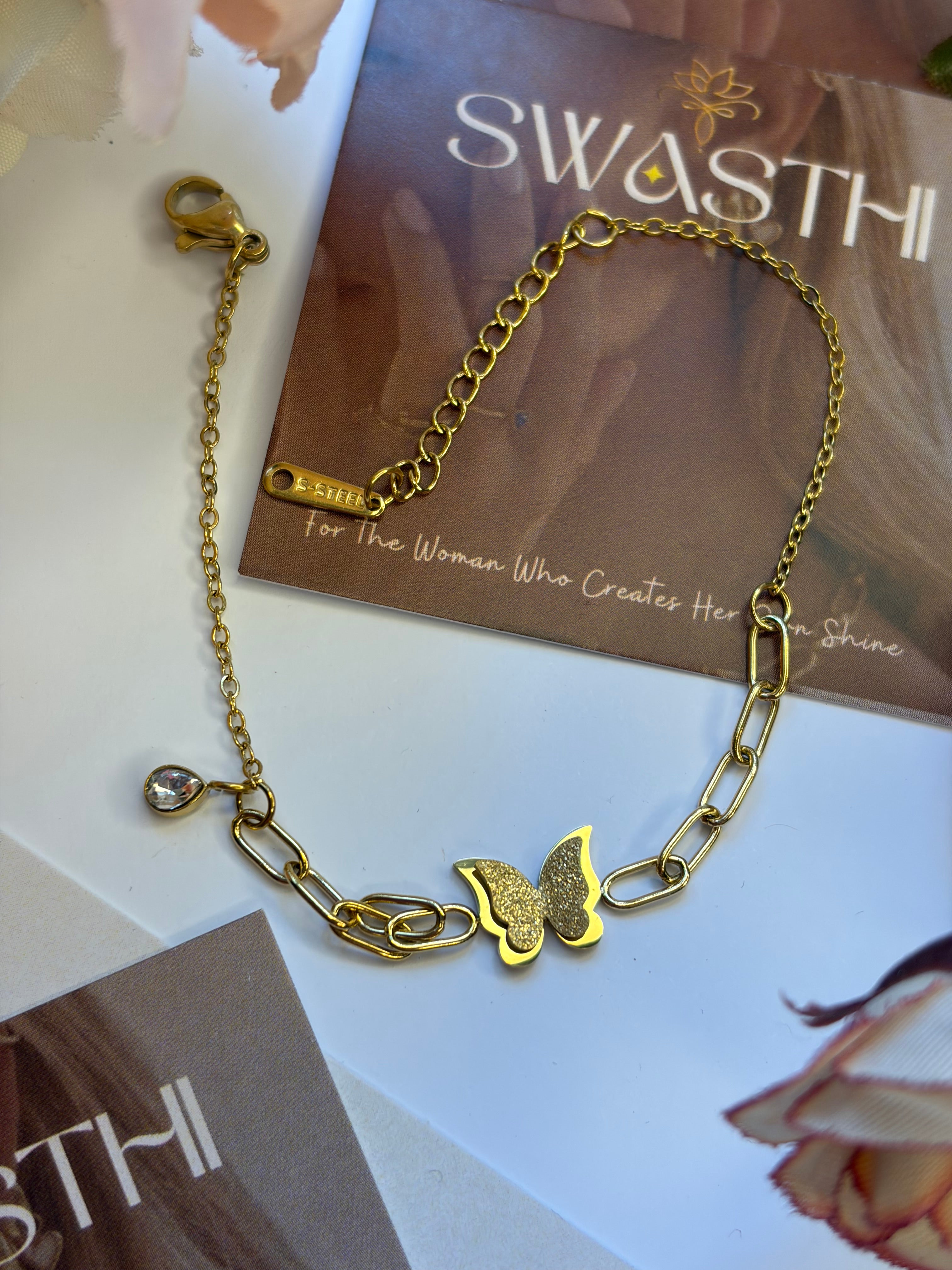 Anti Tarnish Butterfly Chain Braclet