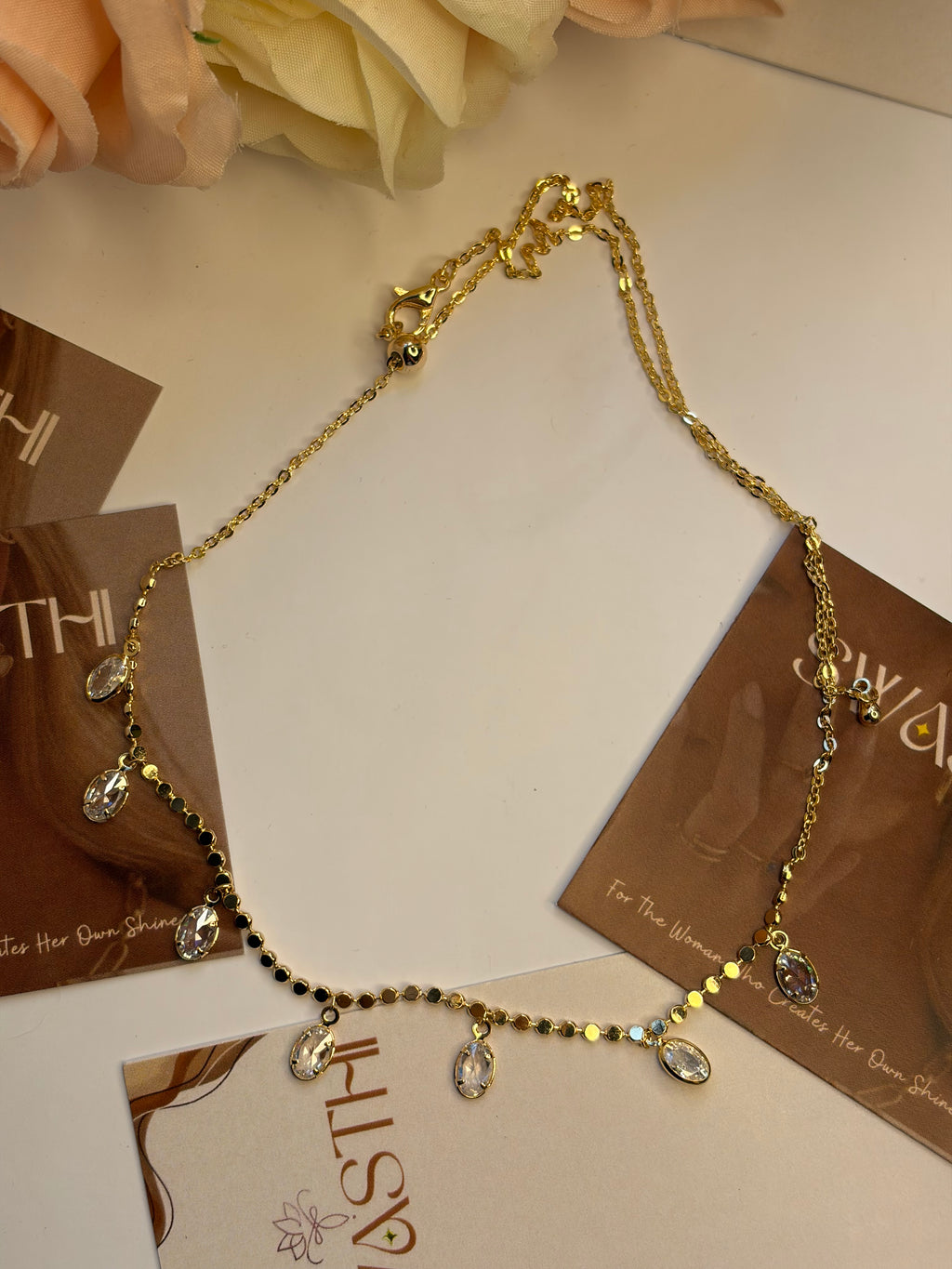 Gold Oval Charms Necklace Chain