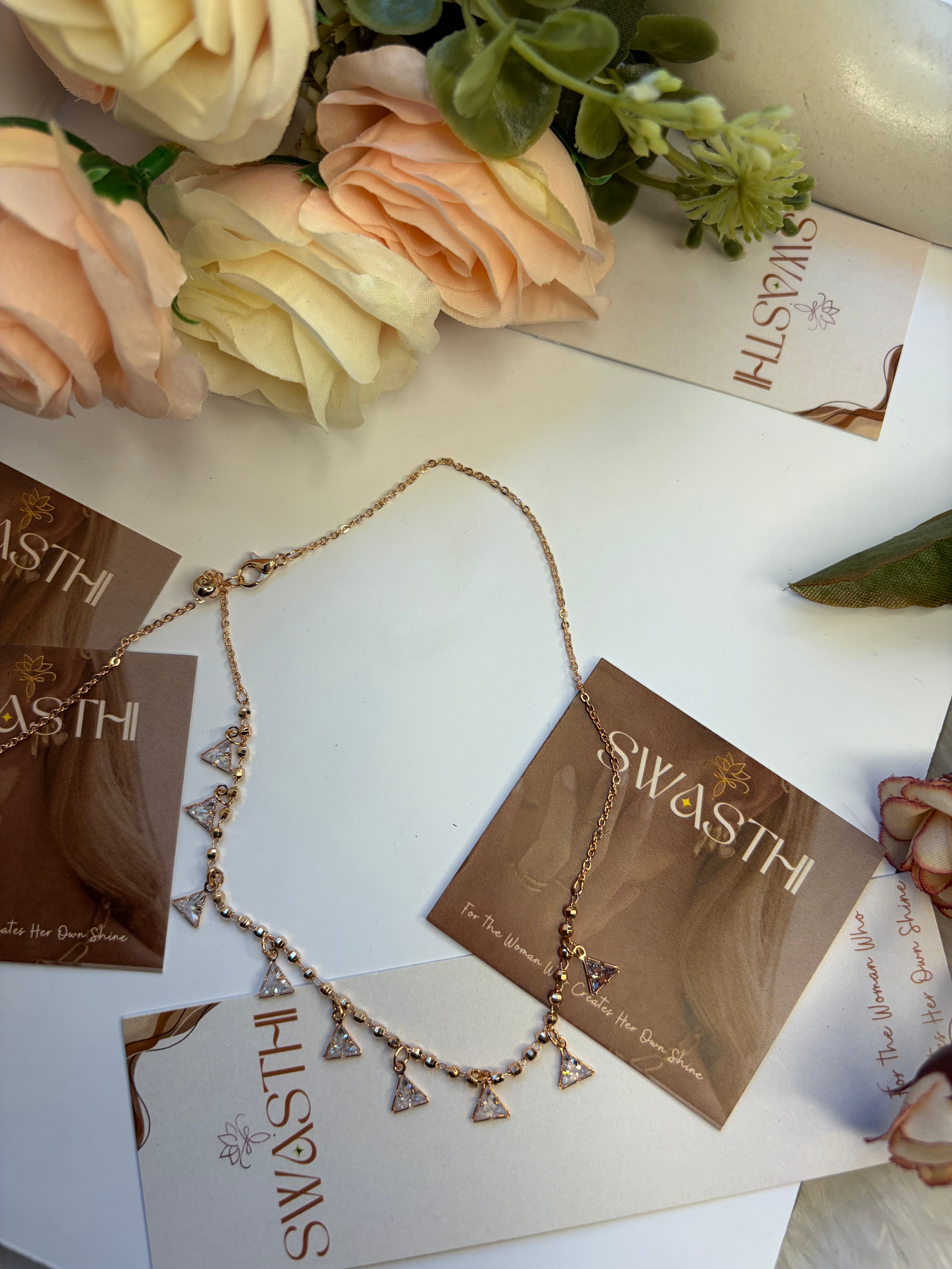 Rose Gold Triangle Charms Necklace Chain