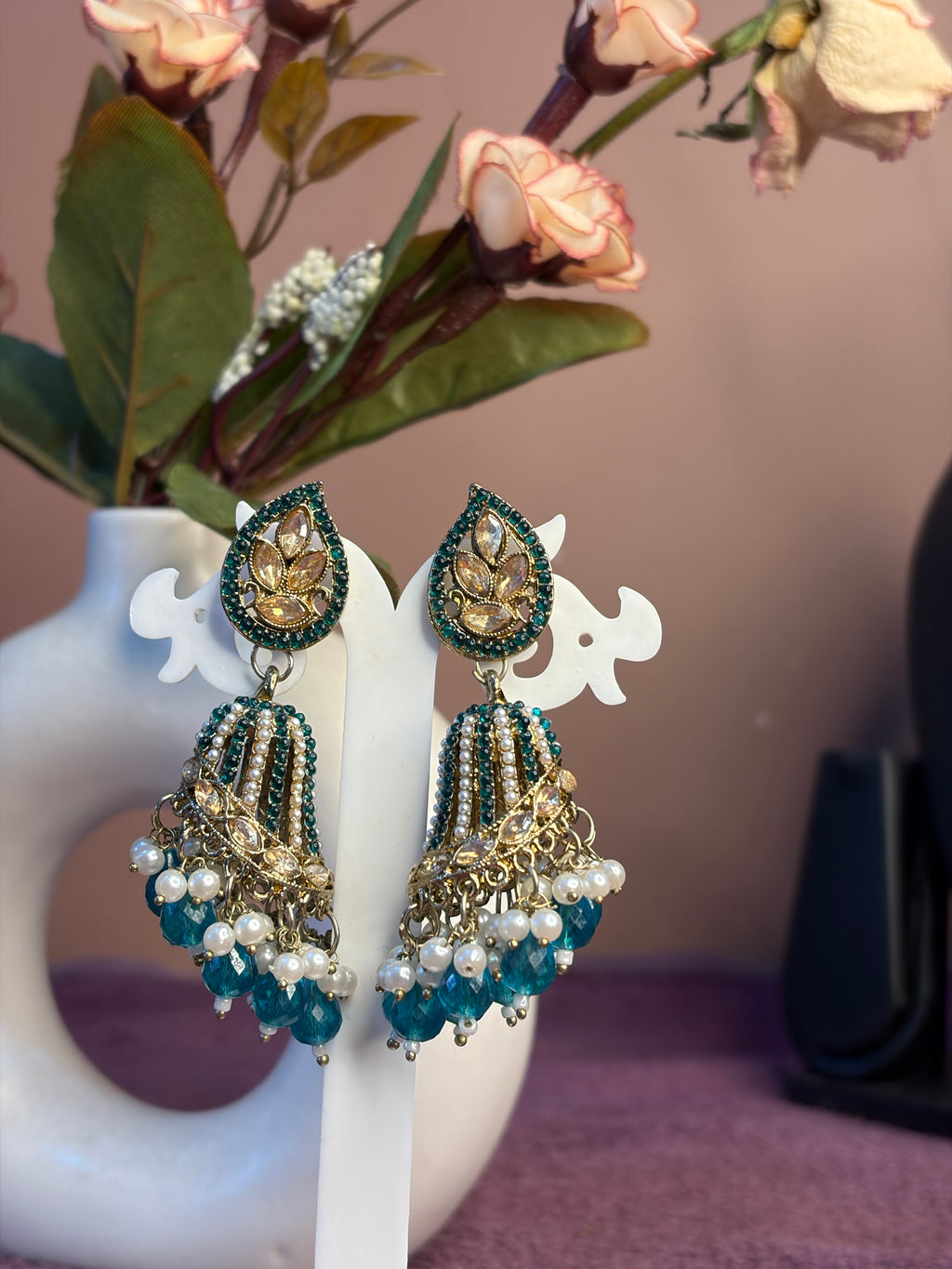 Green Jhumka Earrings