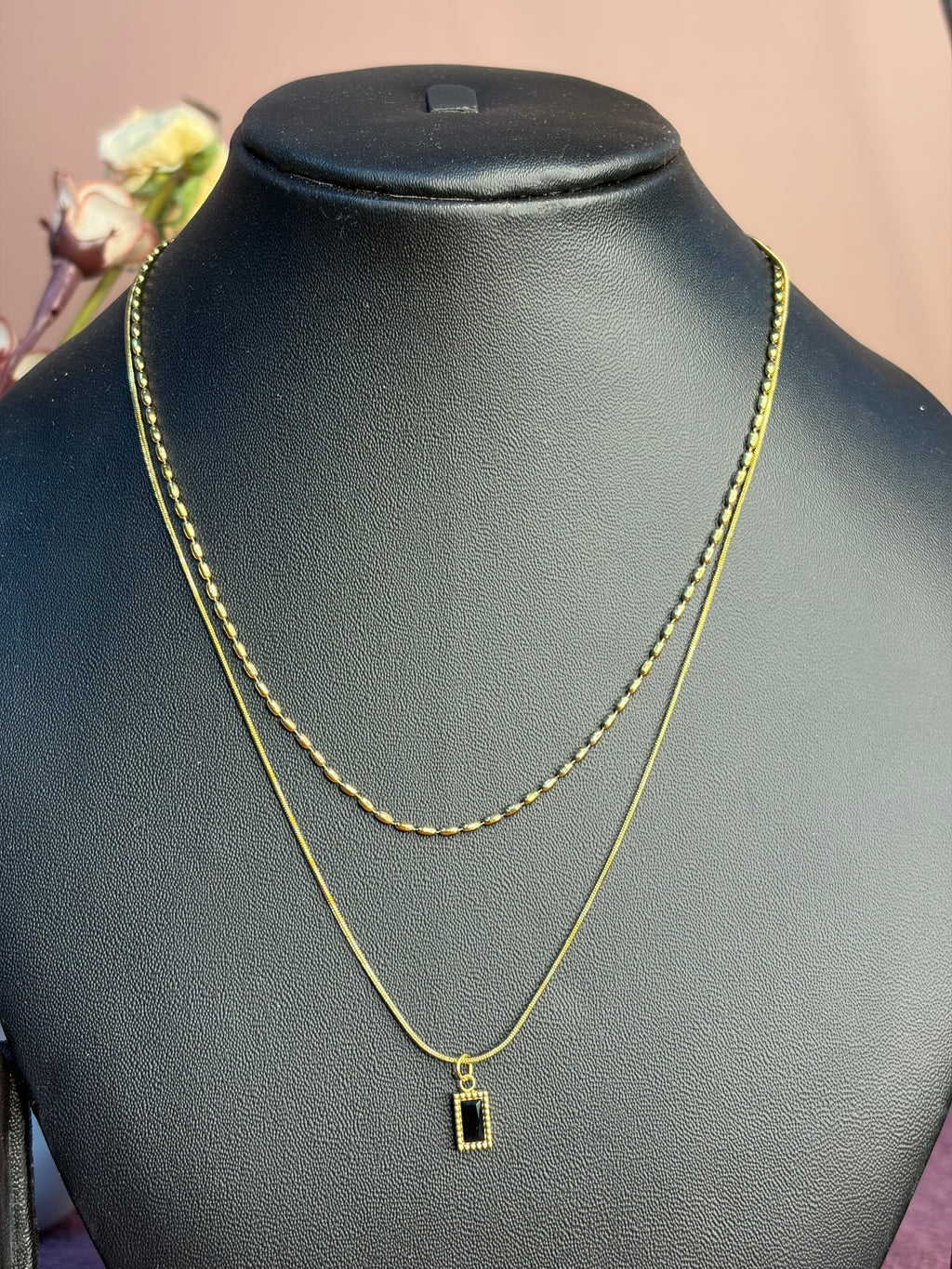 Double Layered Black Locket Chain