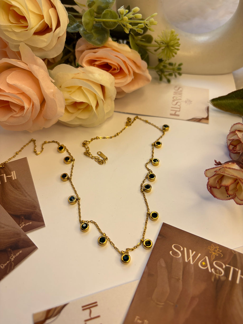 Green Colour Stone Chain