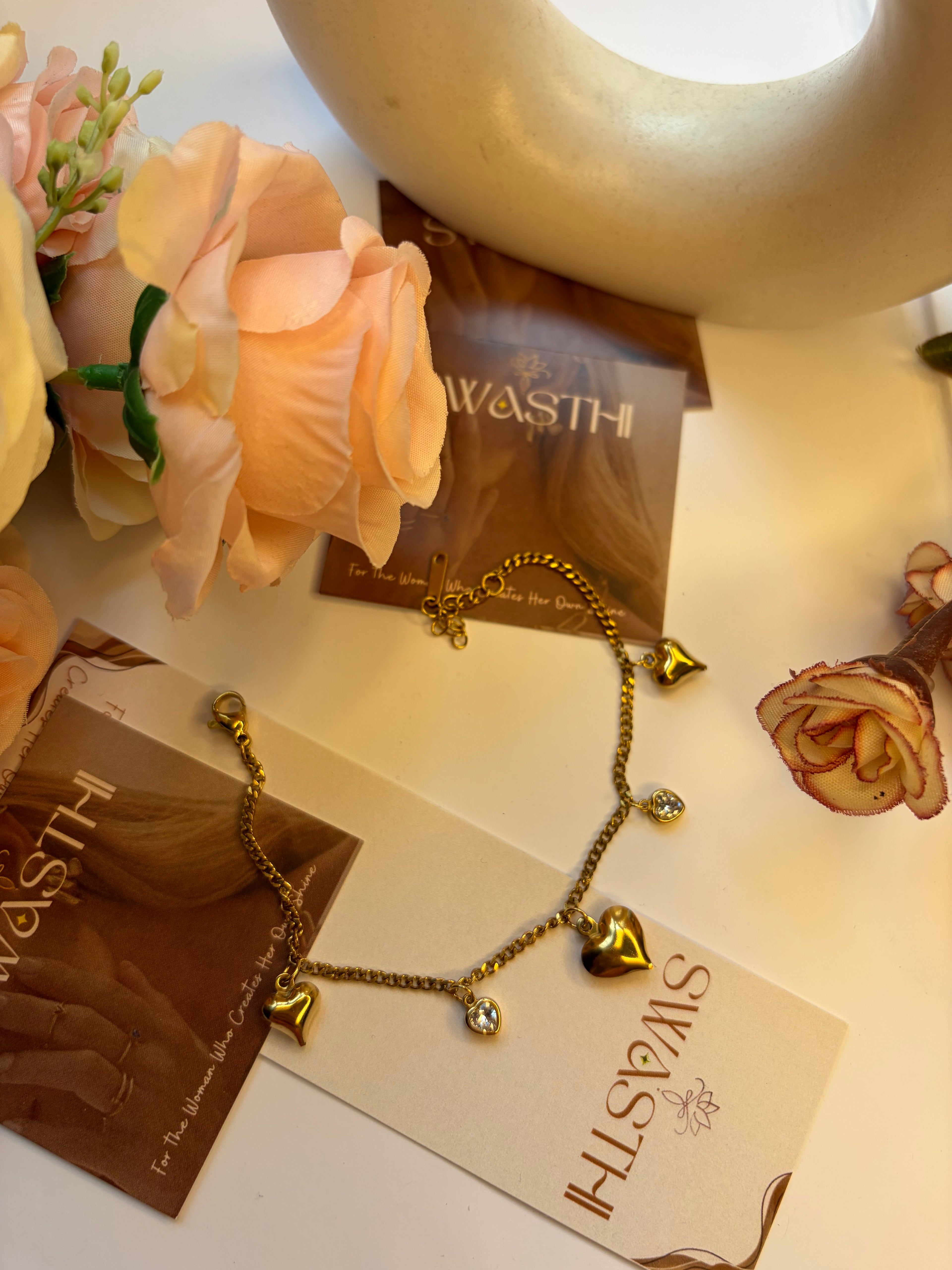 Heart Charms Chain Braclet