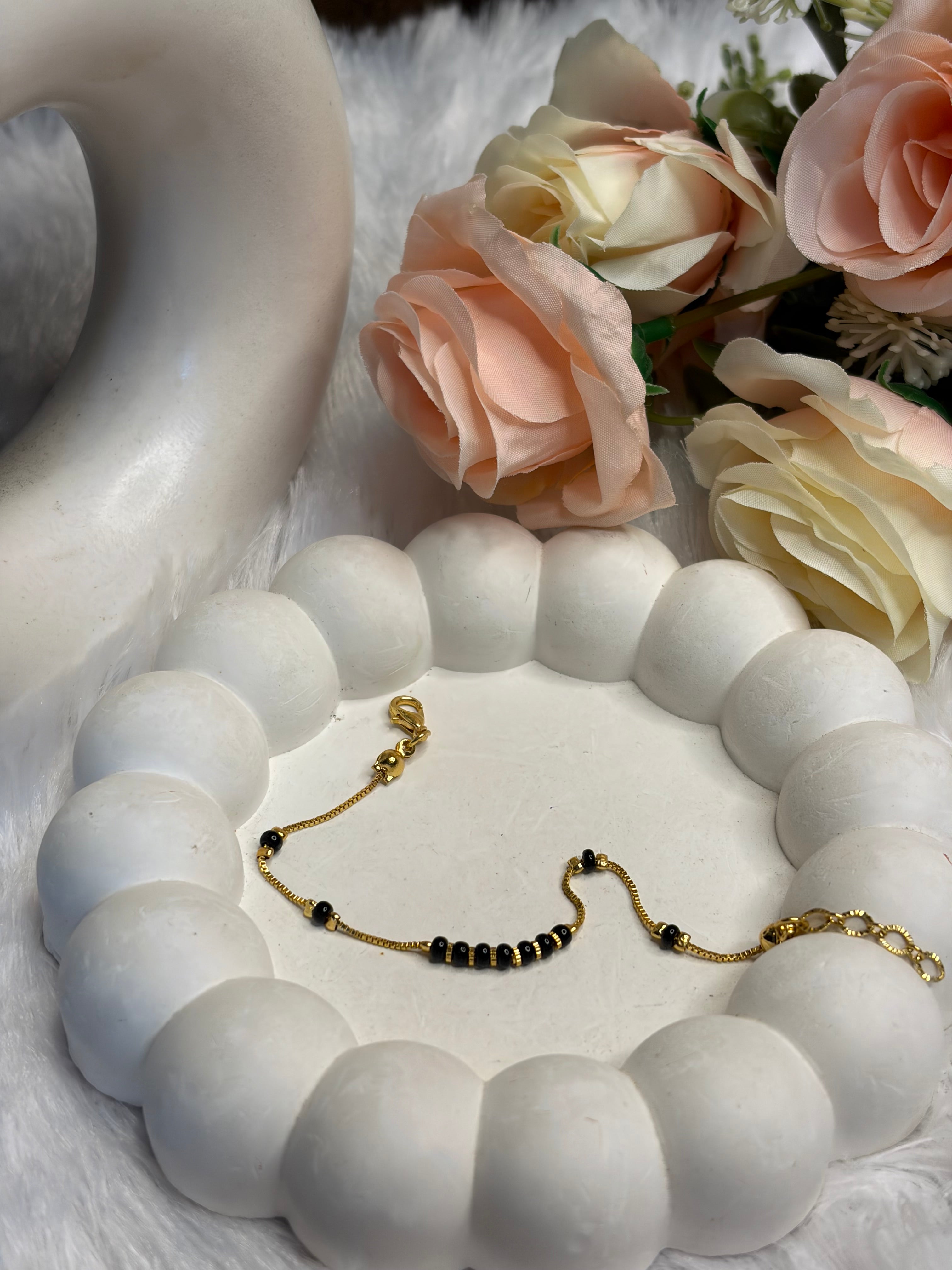Black Beads Chain Braclet