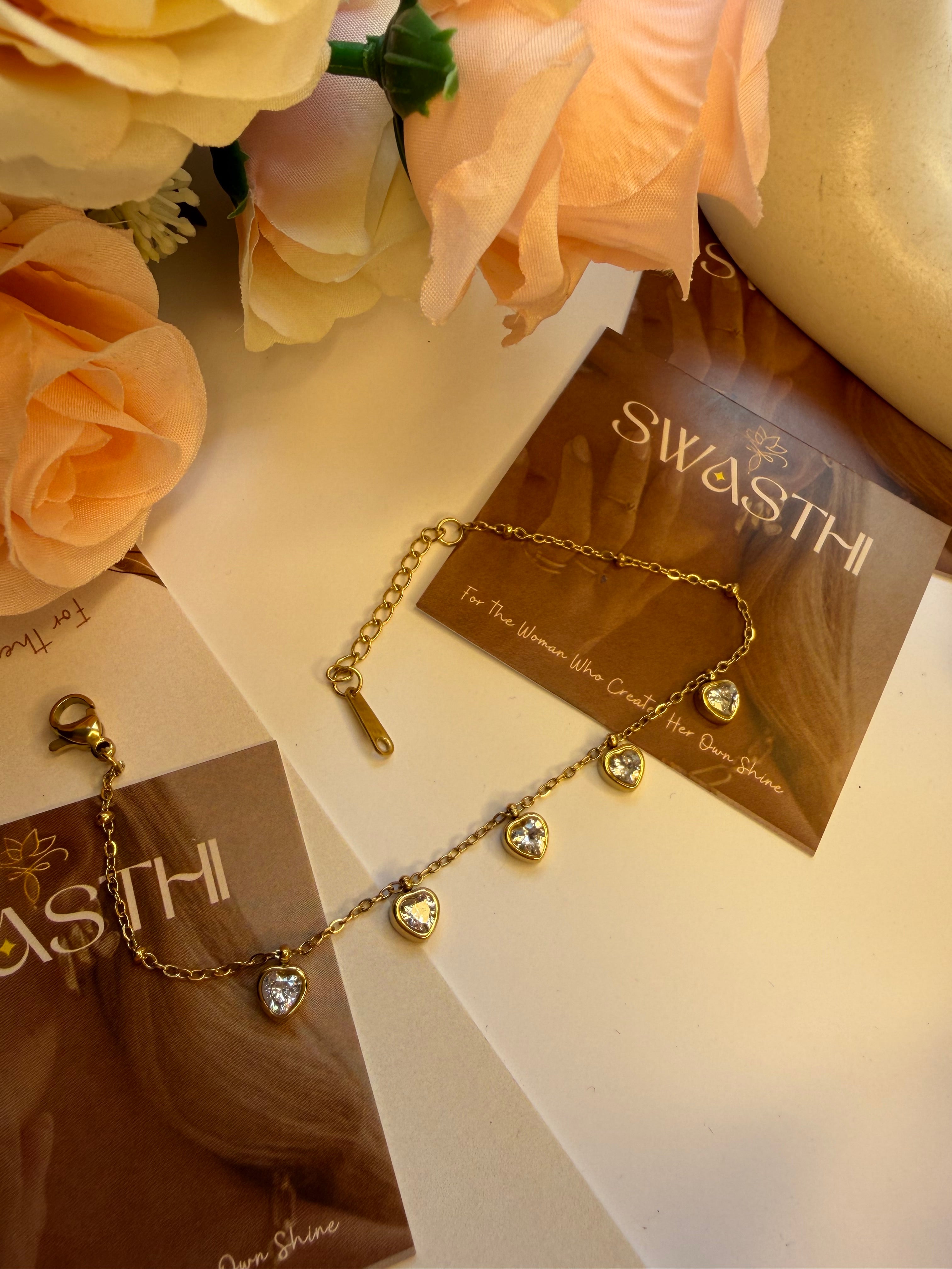 Anti Tarnish Heart Charms Chain Braclet