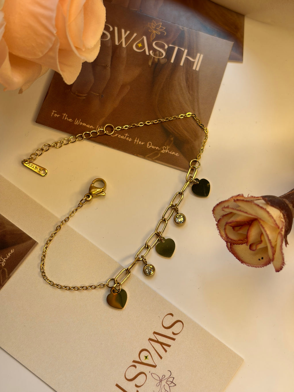 Anti Tarnish Heart Charms Chain Braclet