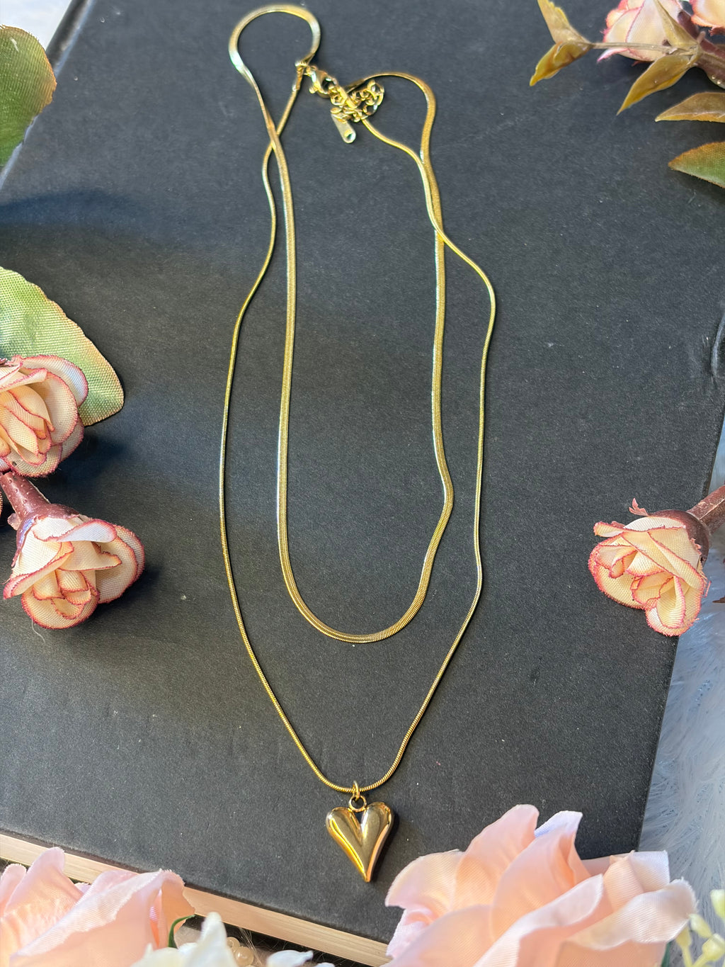 Anti Tarnish Heart Themed Layered chain