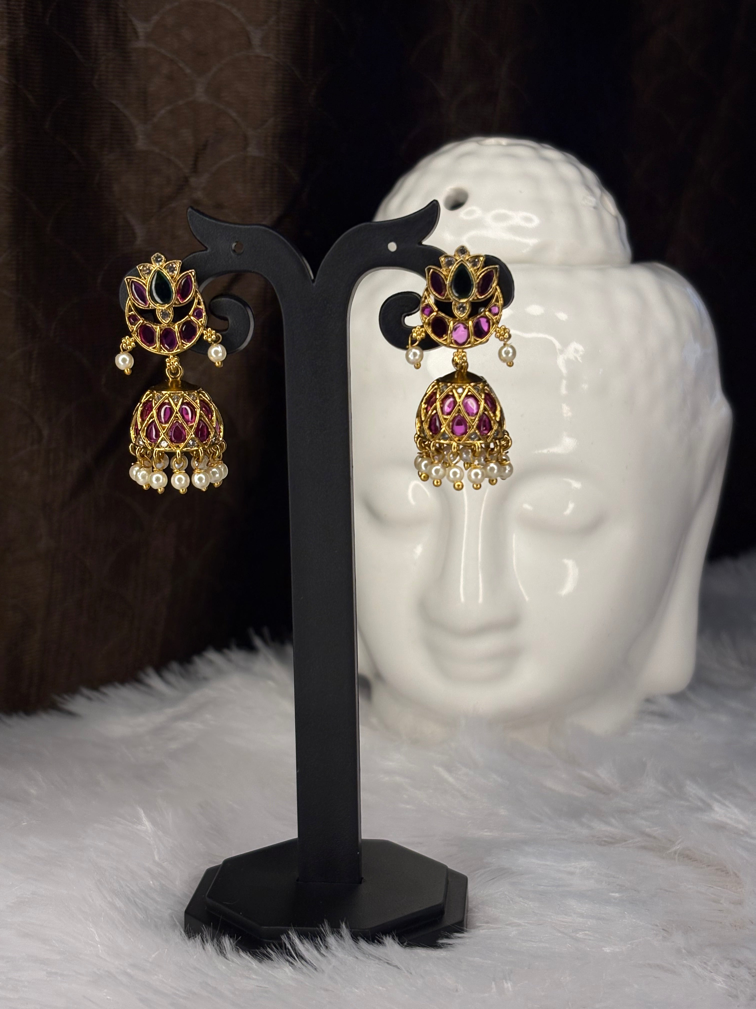Traditional Pink Jadau Stone Buttalu