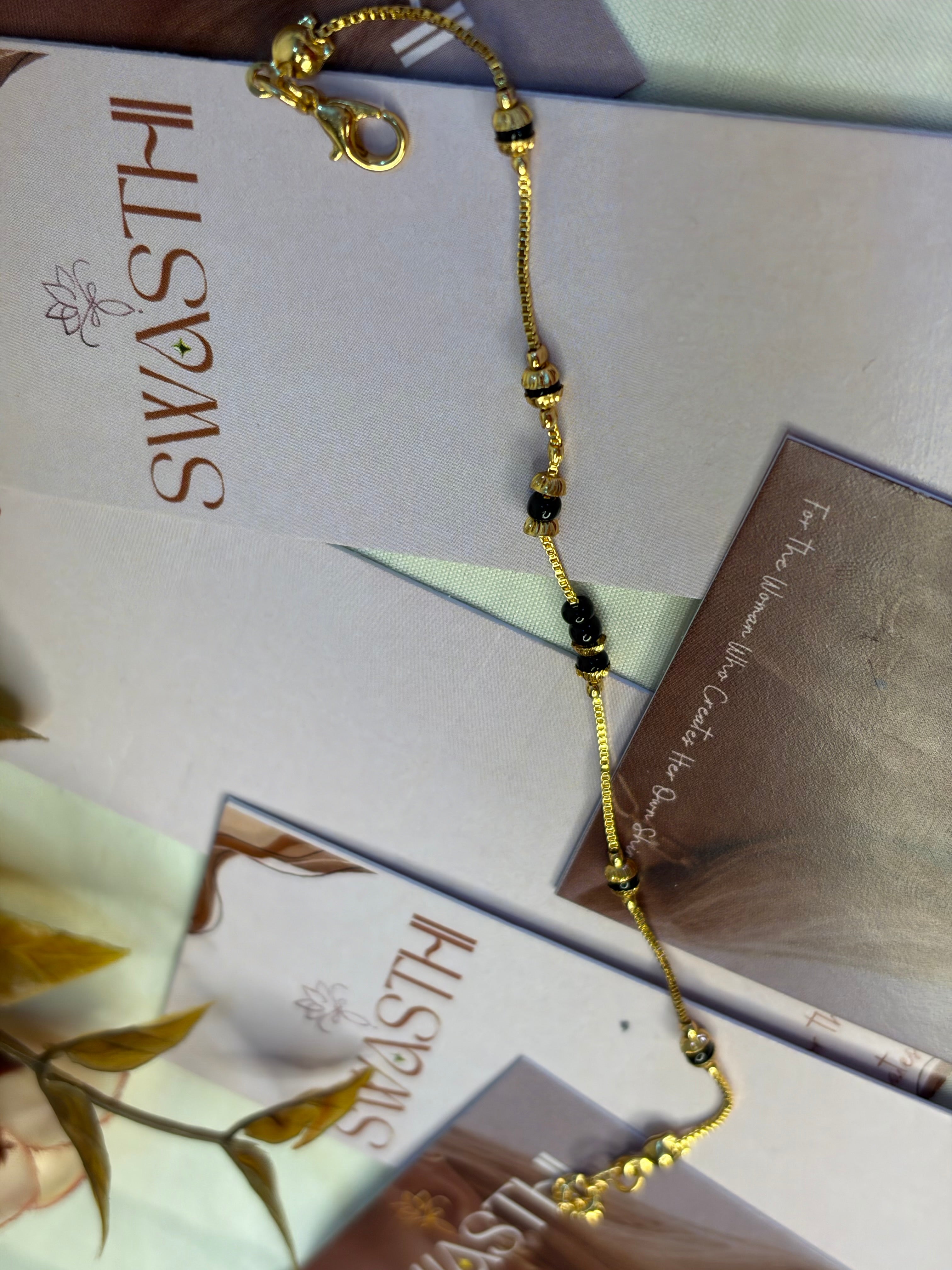 Black Beads Chain Braclet