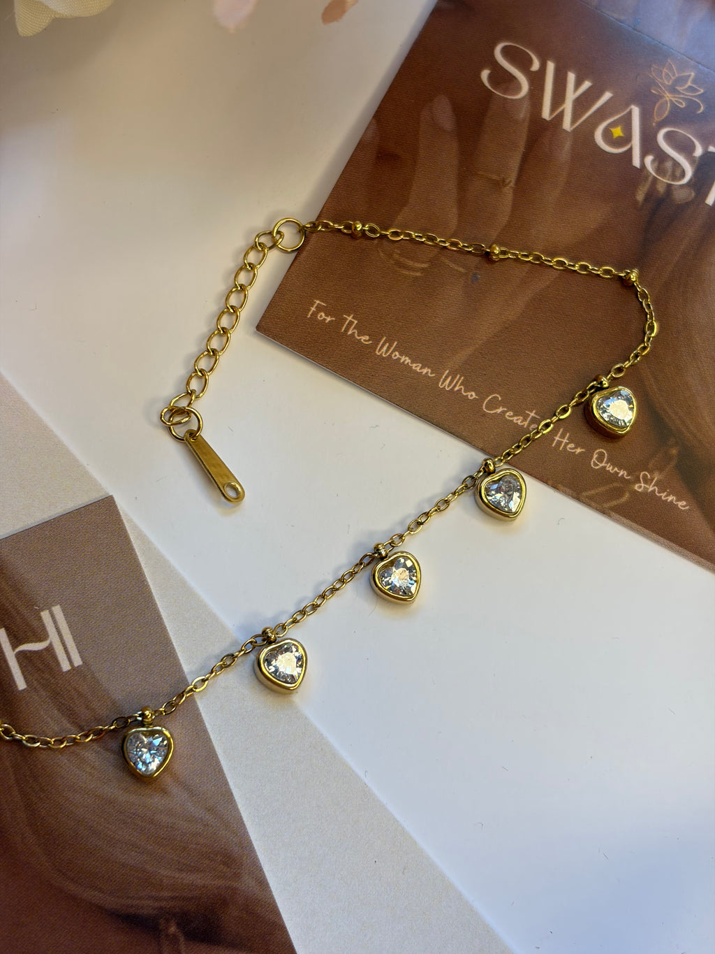 Anti Tarnish Heart Charms Chain Braclet
