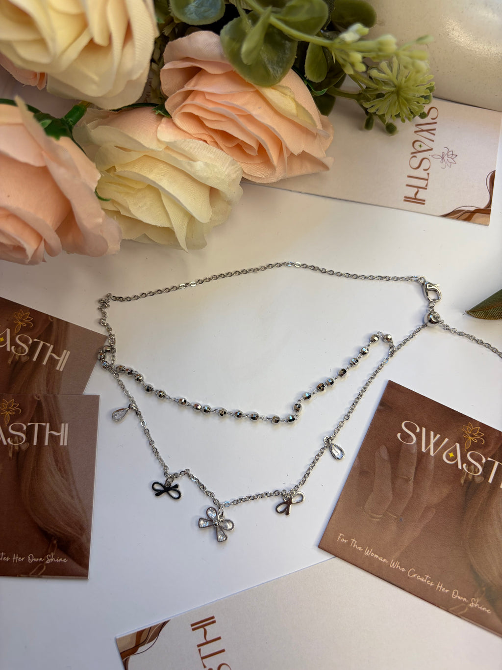 Silver Double Layered Necklace Chain