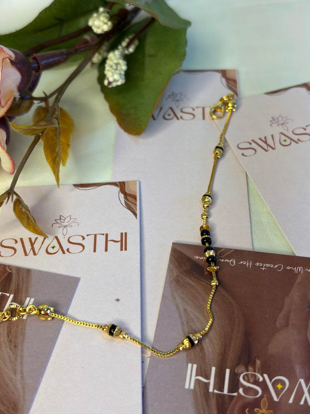 Black Beads Chain Braclet