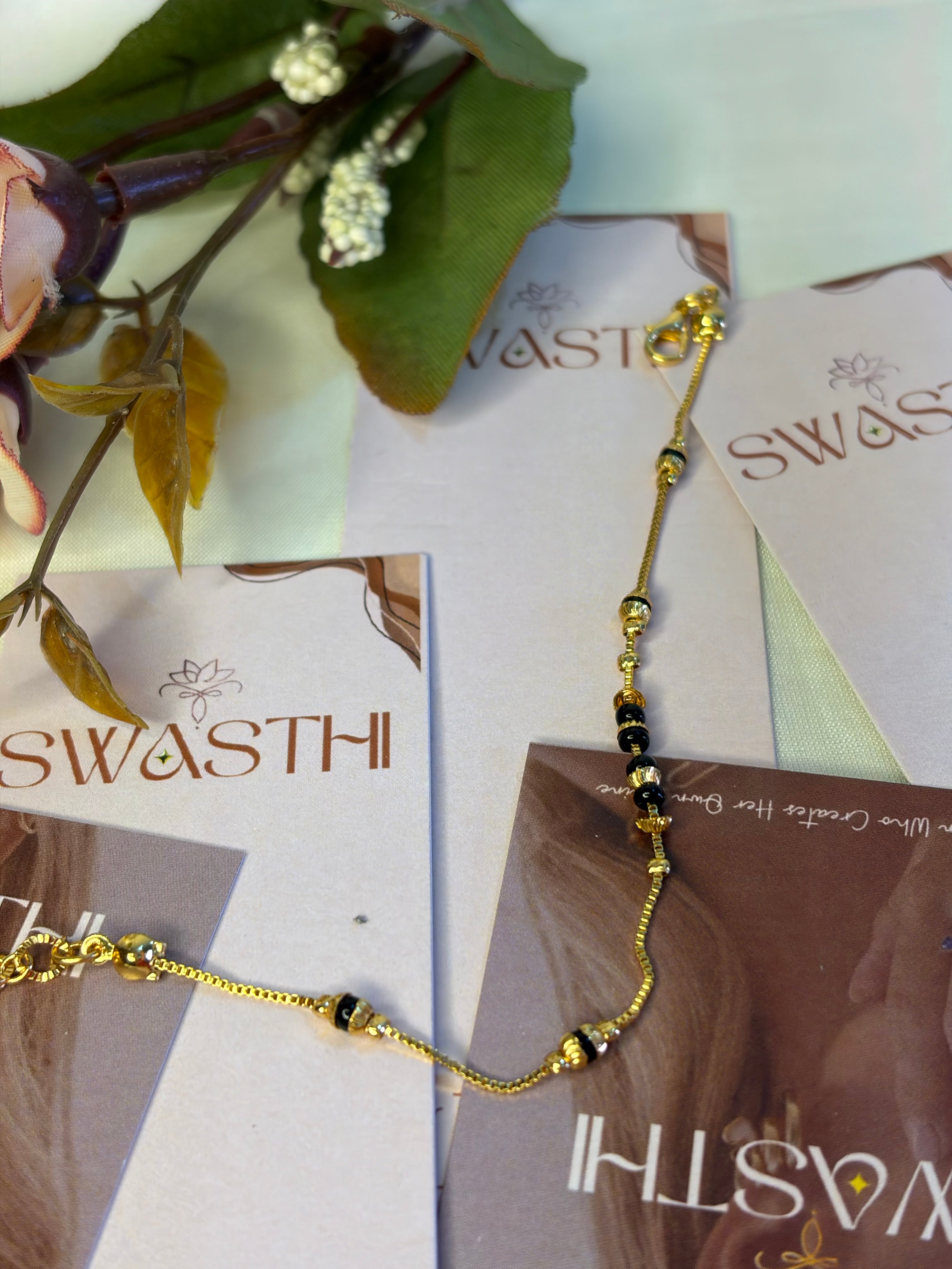 Black Beads Chain Braclet
