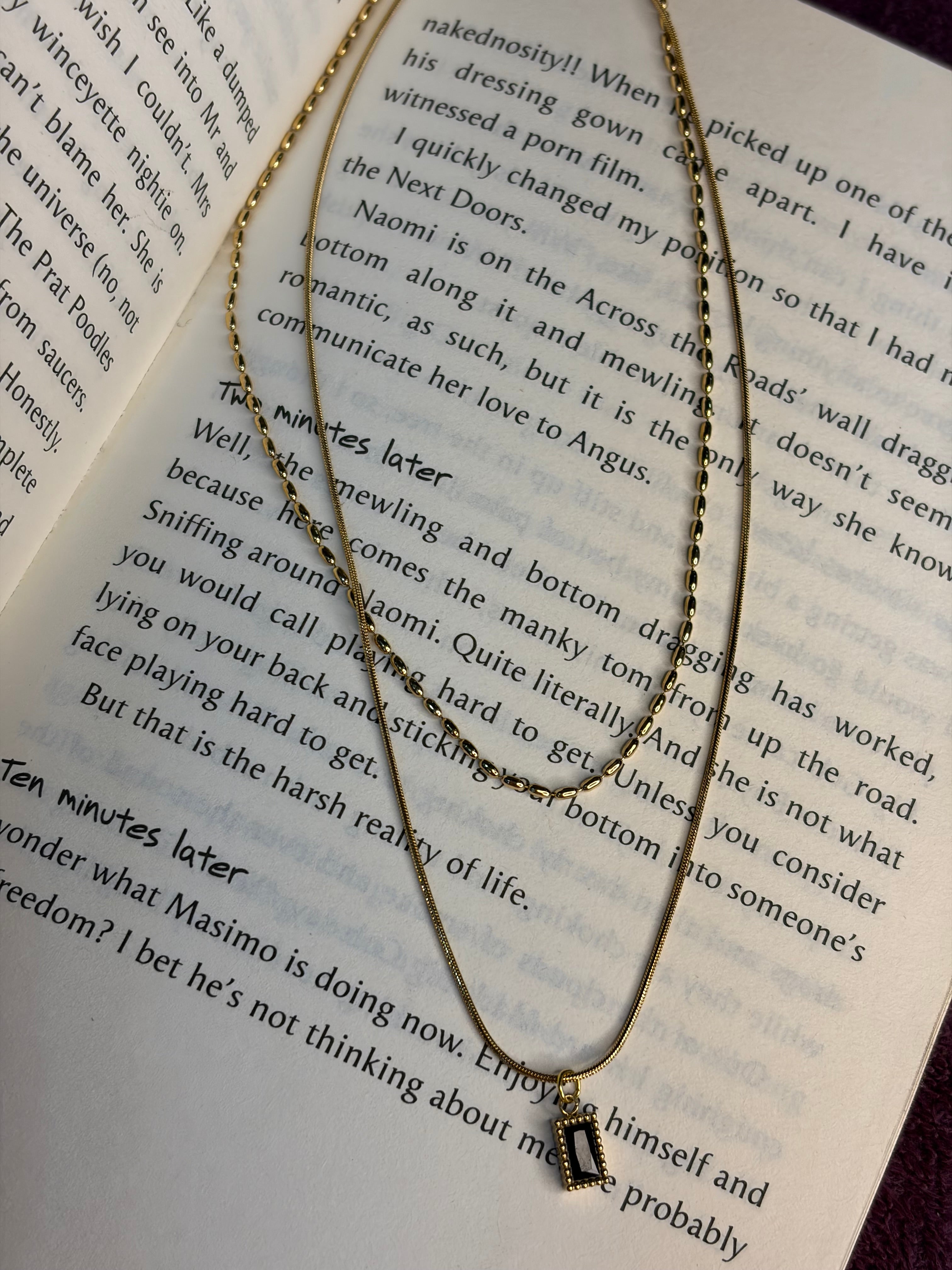 Double Layered Black Locket Chain