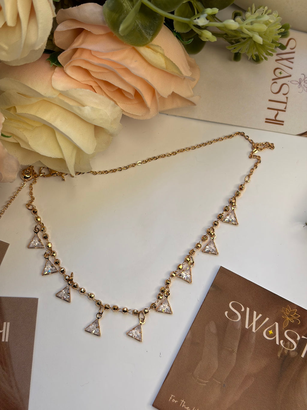 Rose Gold Triangle Charms Necklace Chain