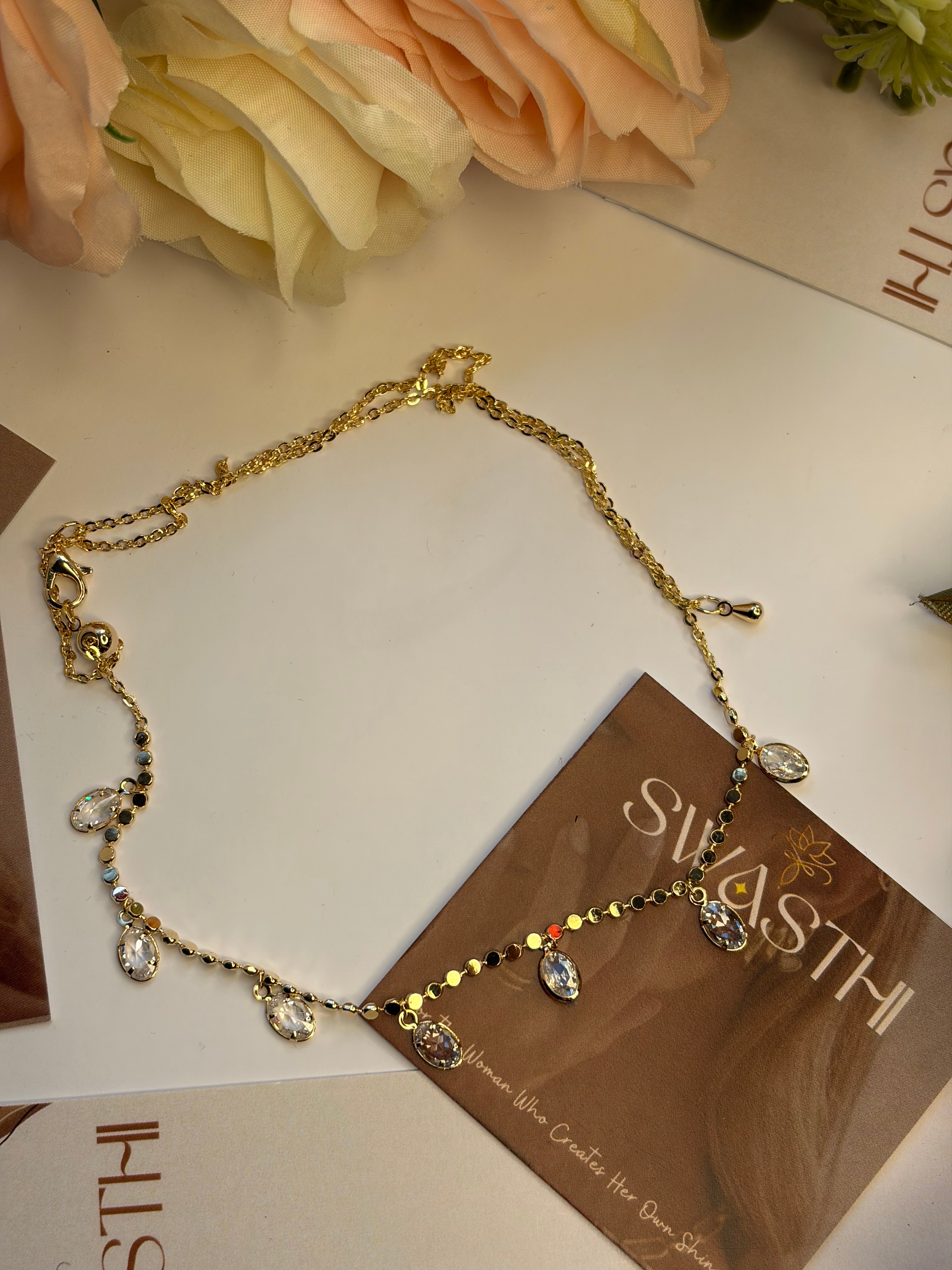 Gold Oval Charms Necklace Chain