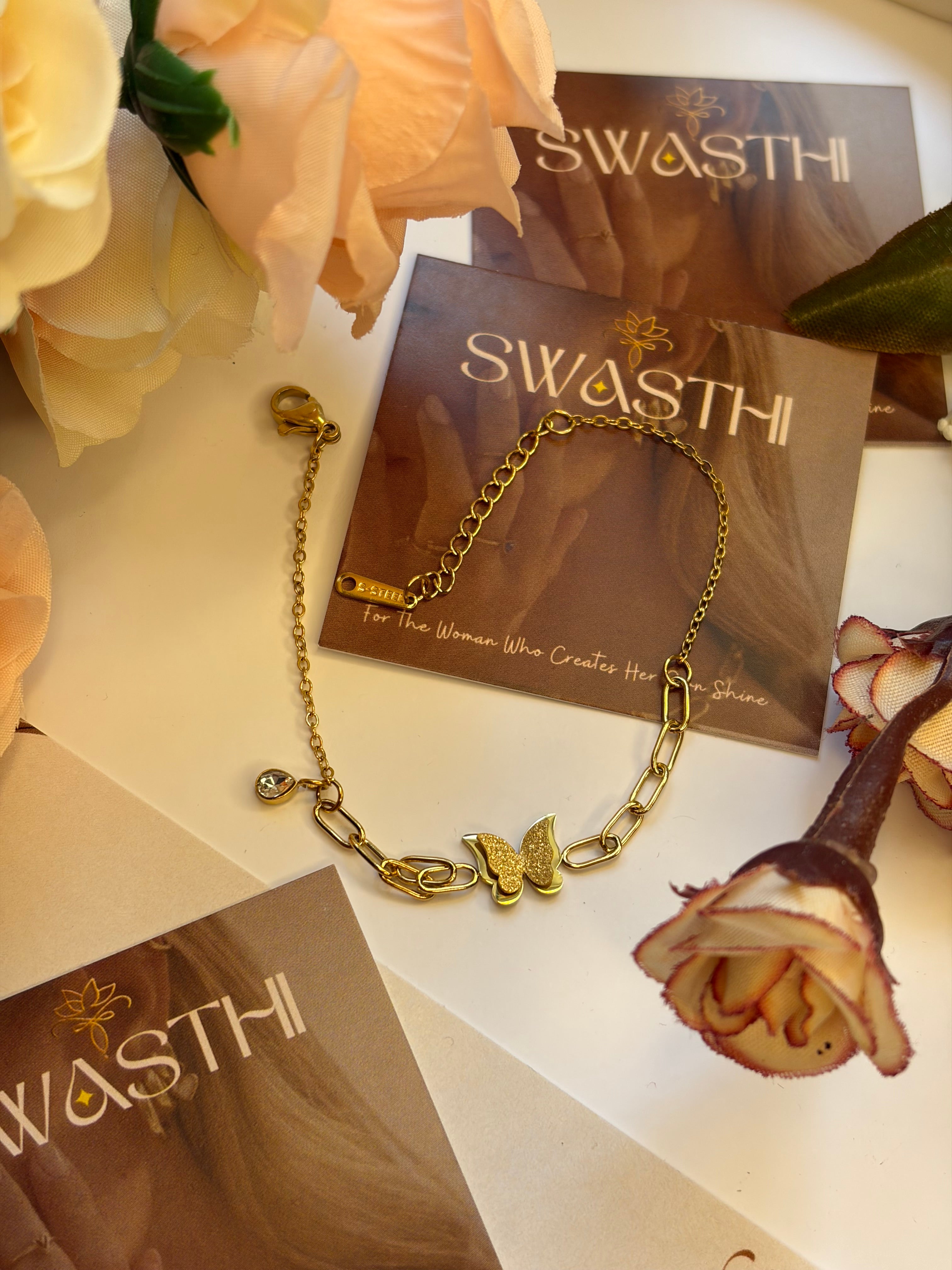 Anti Tarnish Butterfly Chain Braclet