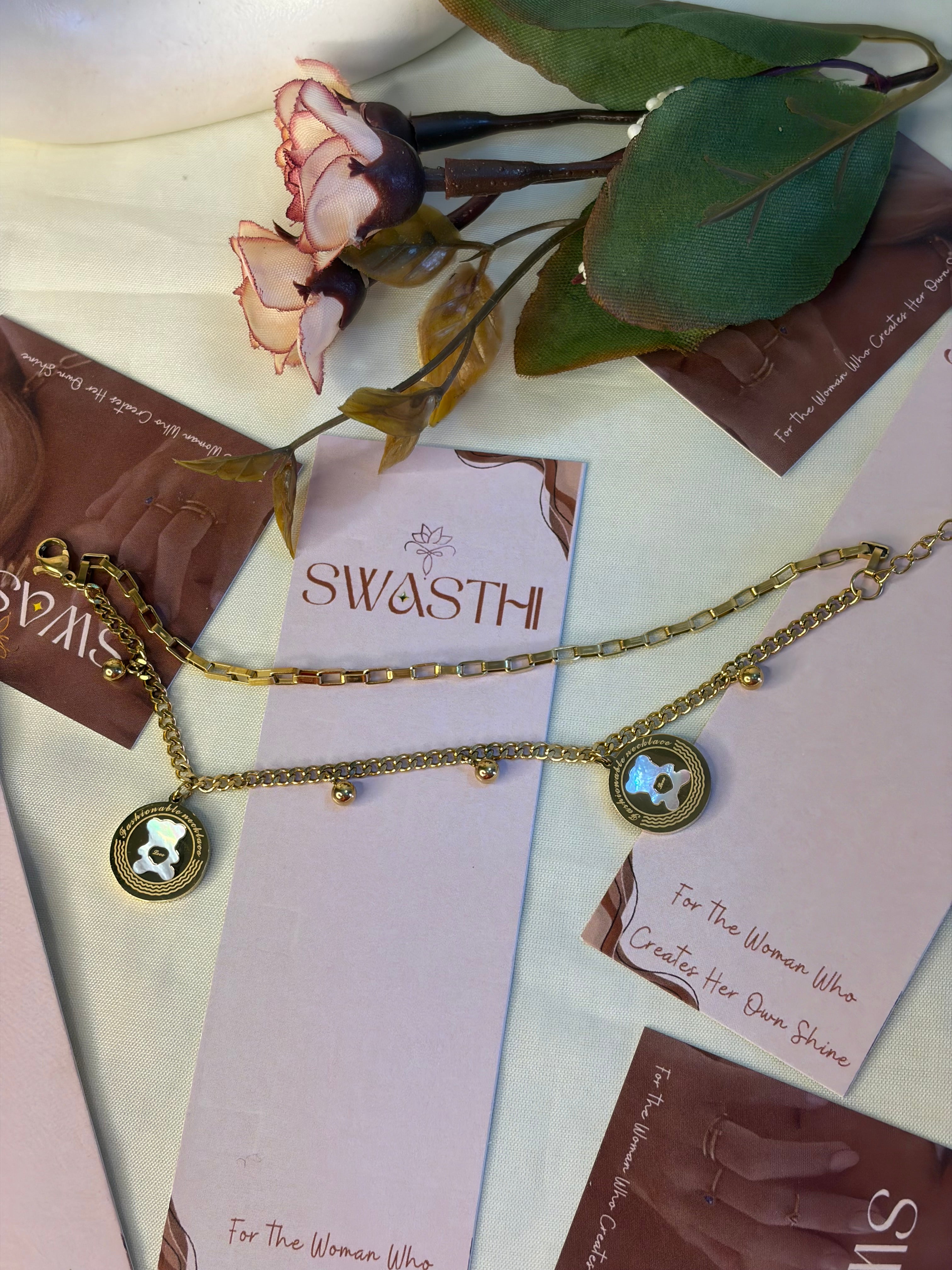 Double Layer Teddy Bear Charms Chain Braclet