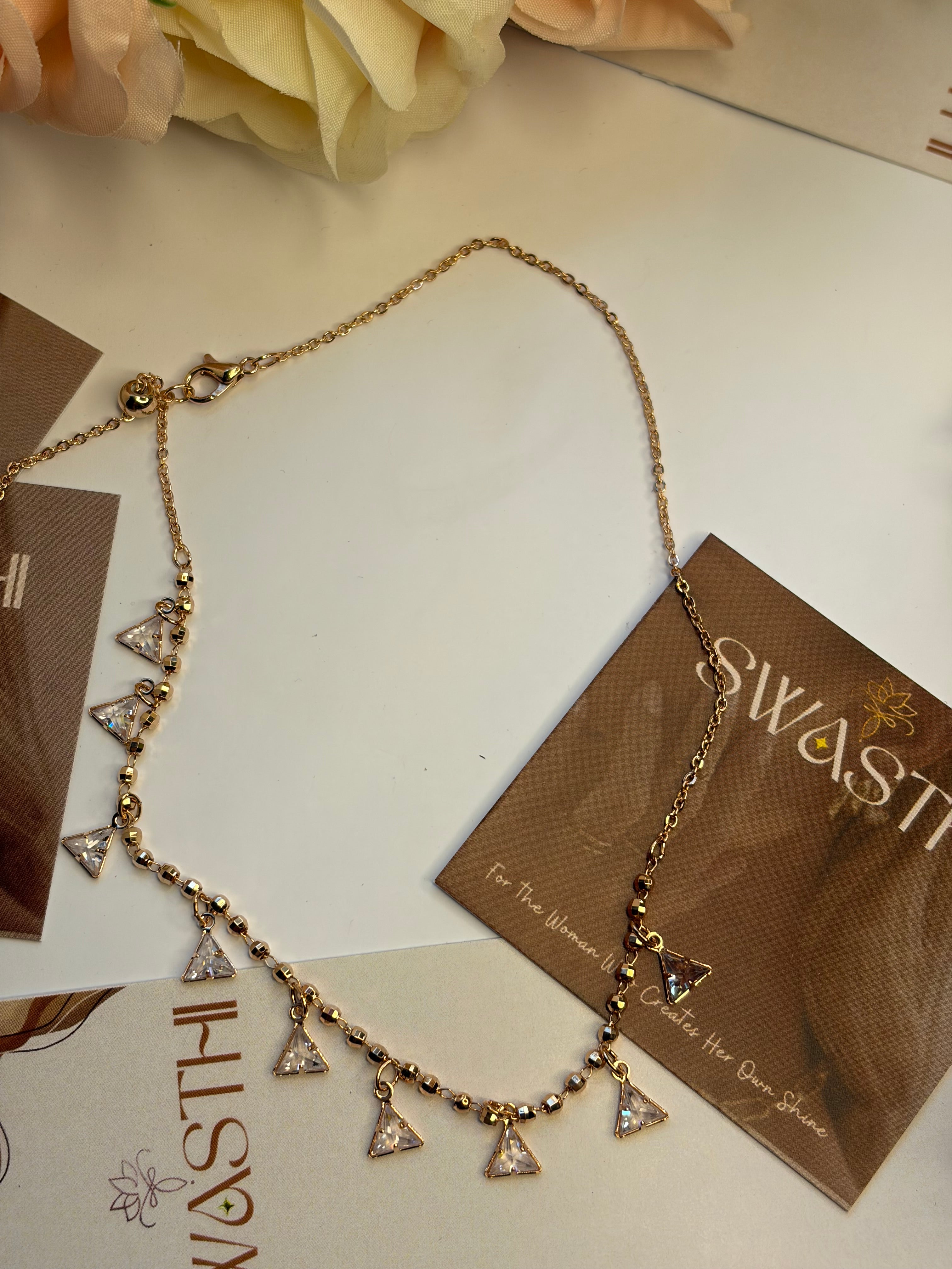 Rose Gold Triangle Charms Necklace Chain