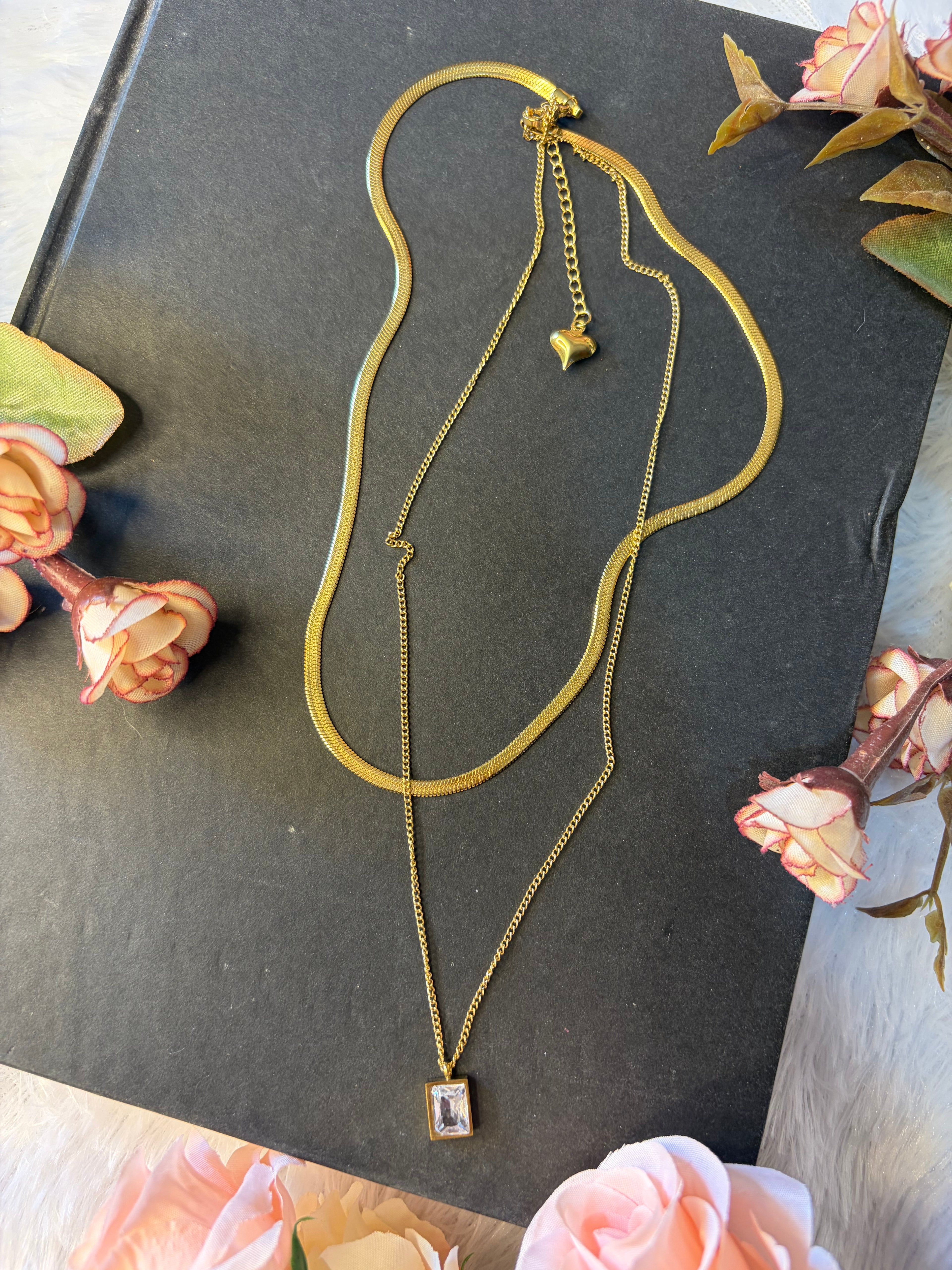 Anti Tarnish white Emerald Layered Chain