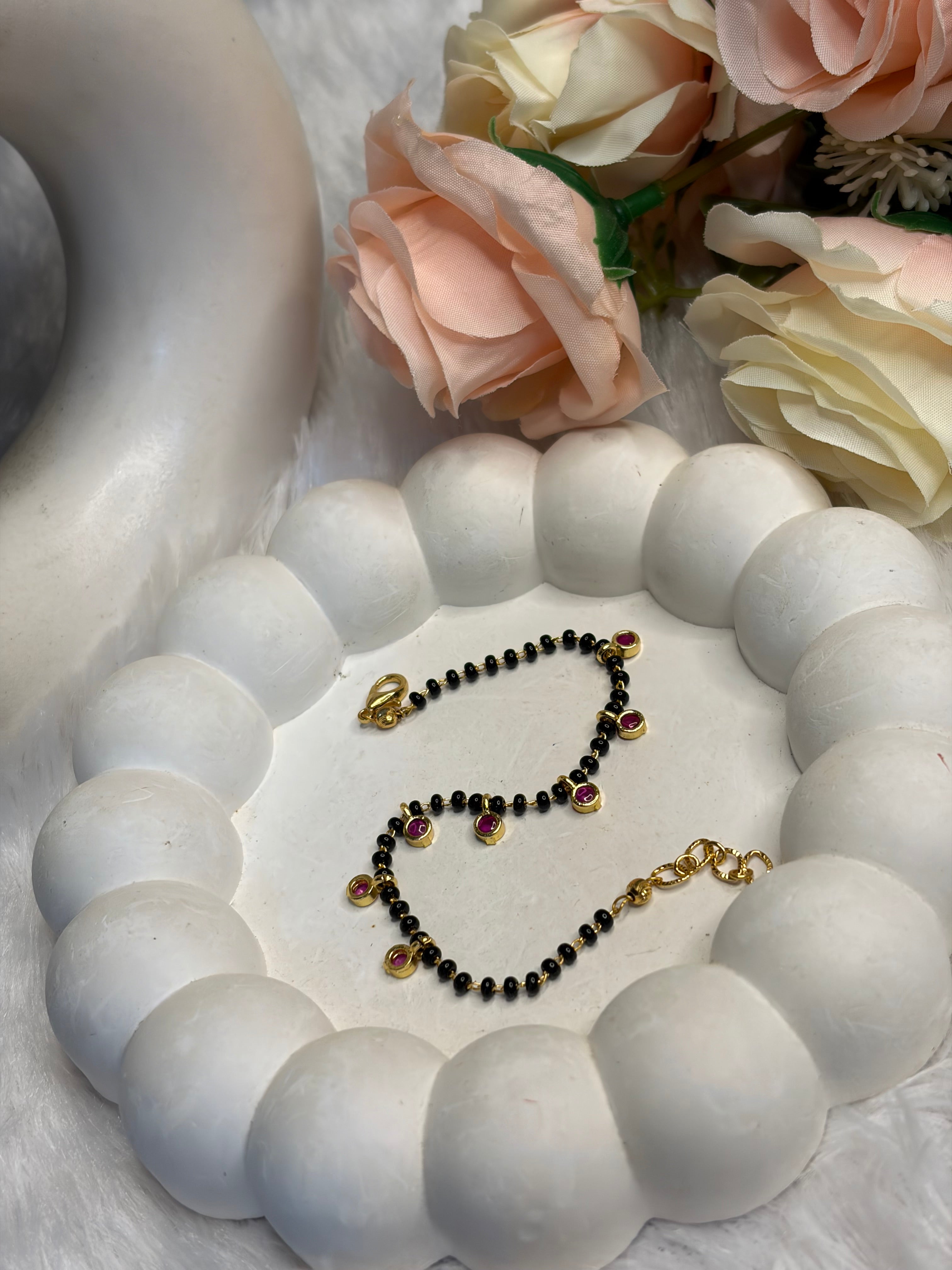Black Beads Chain Braclet