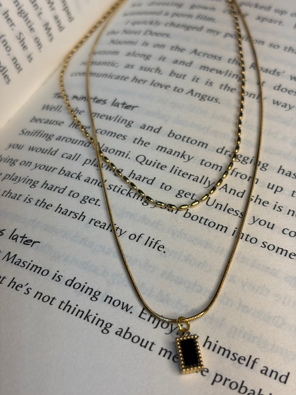 Double Layered Black Locket Chain