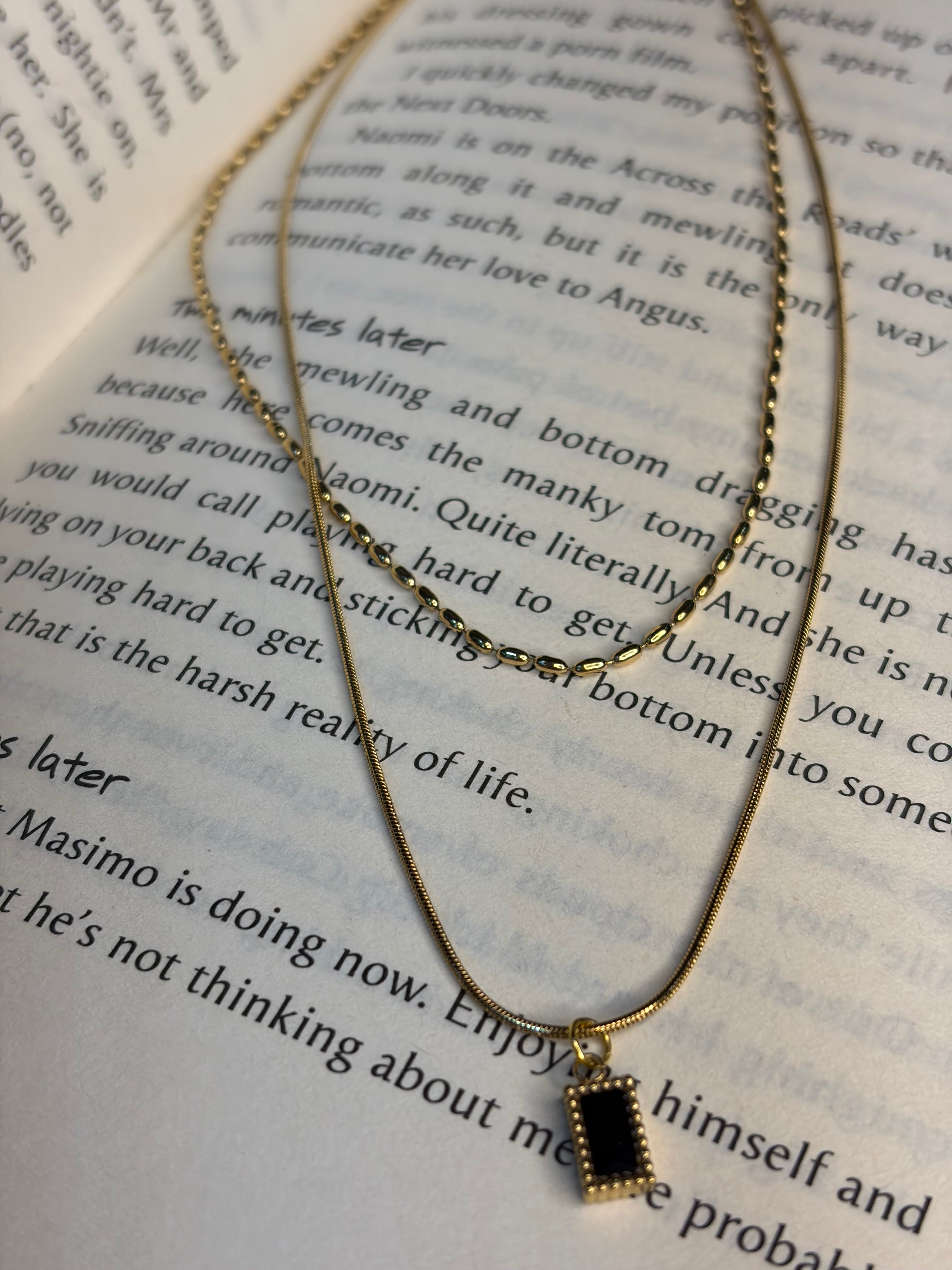 Double Layered Black Locket Chain