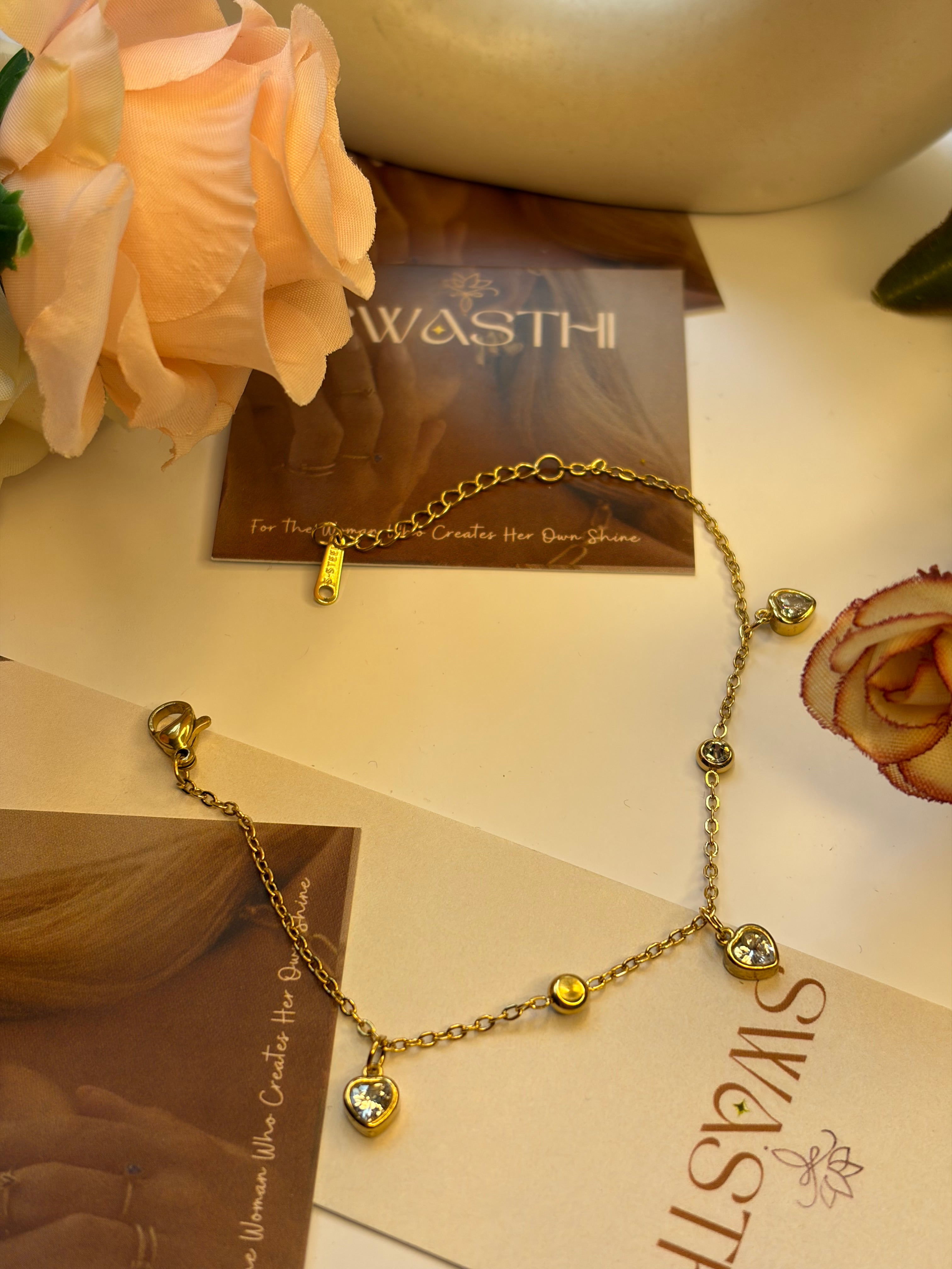 Heart Charms Chain Braclet