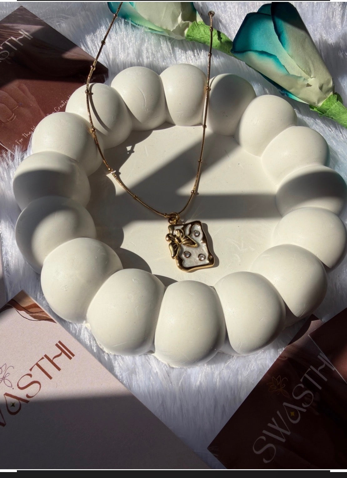 White Enamel Locket Chain