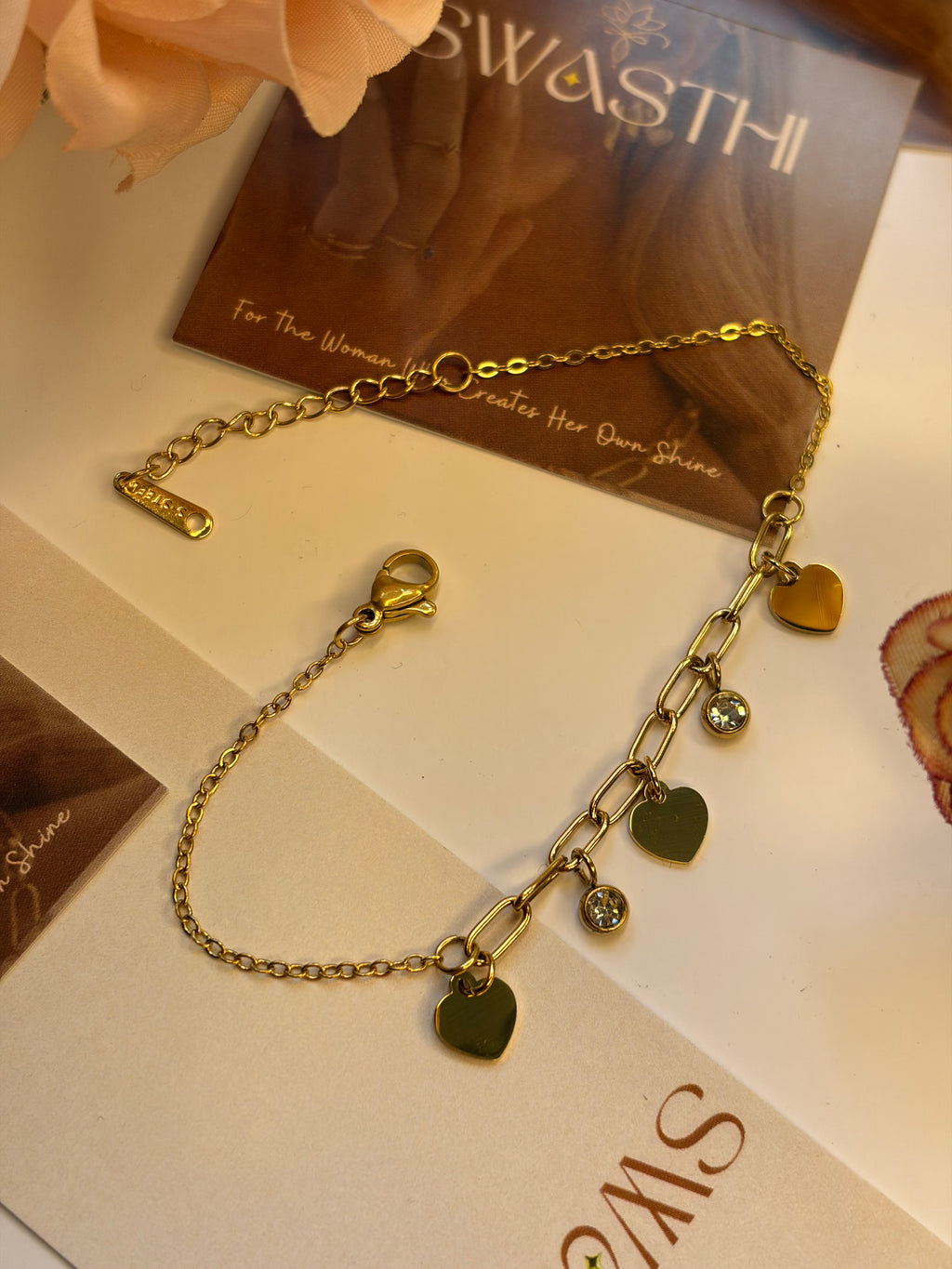 Anti Tarnish Heart Charms Chain Braclet