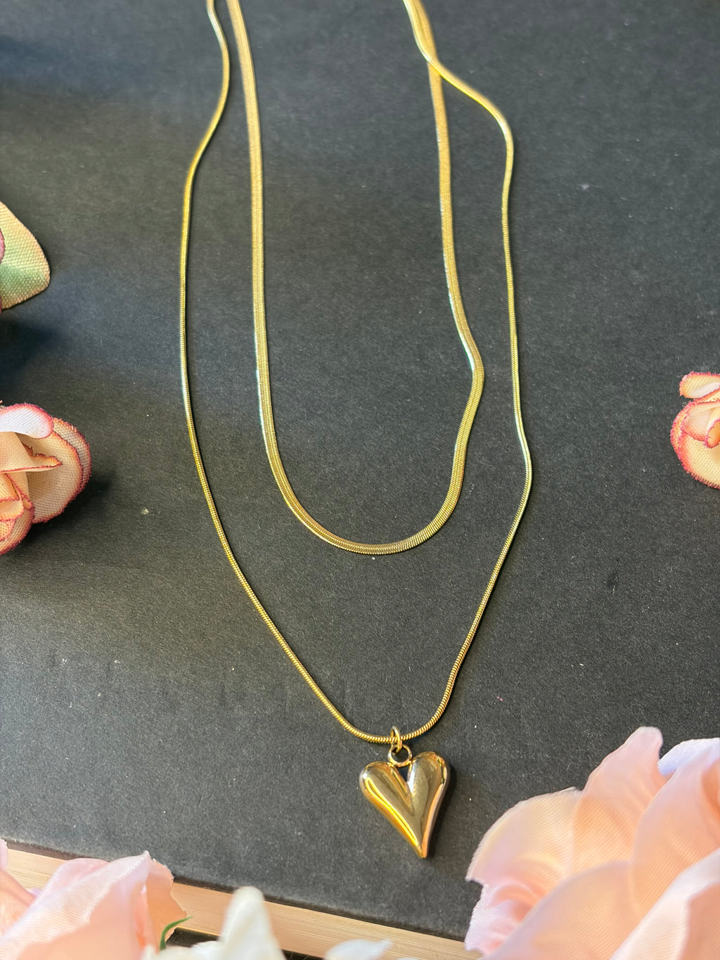 Anti Tarnish Heart Themed Layered chain