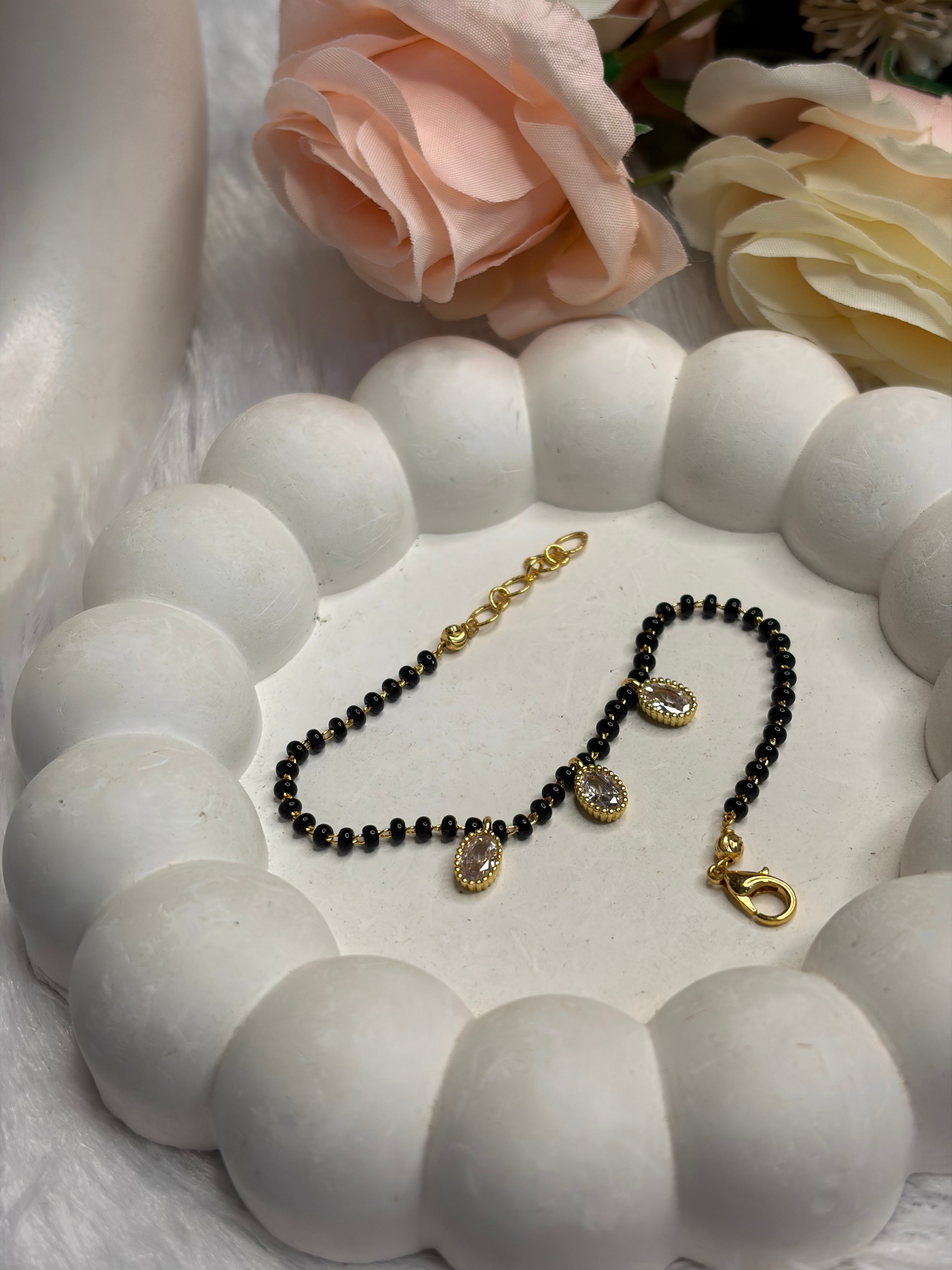 Black Beads Chain Braclet