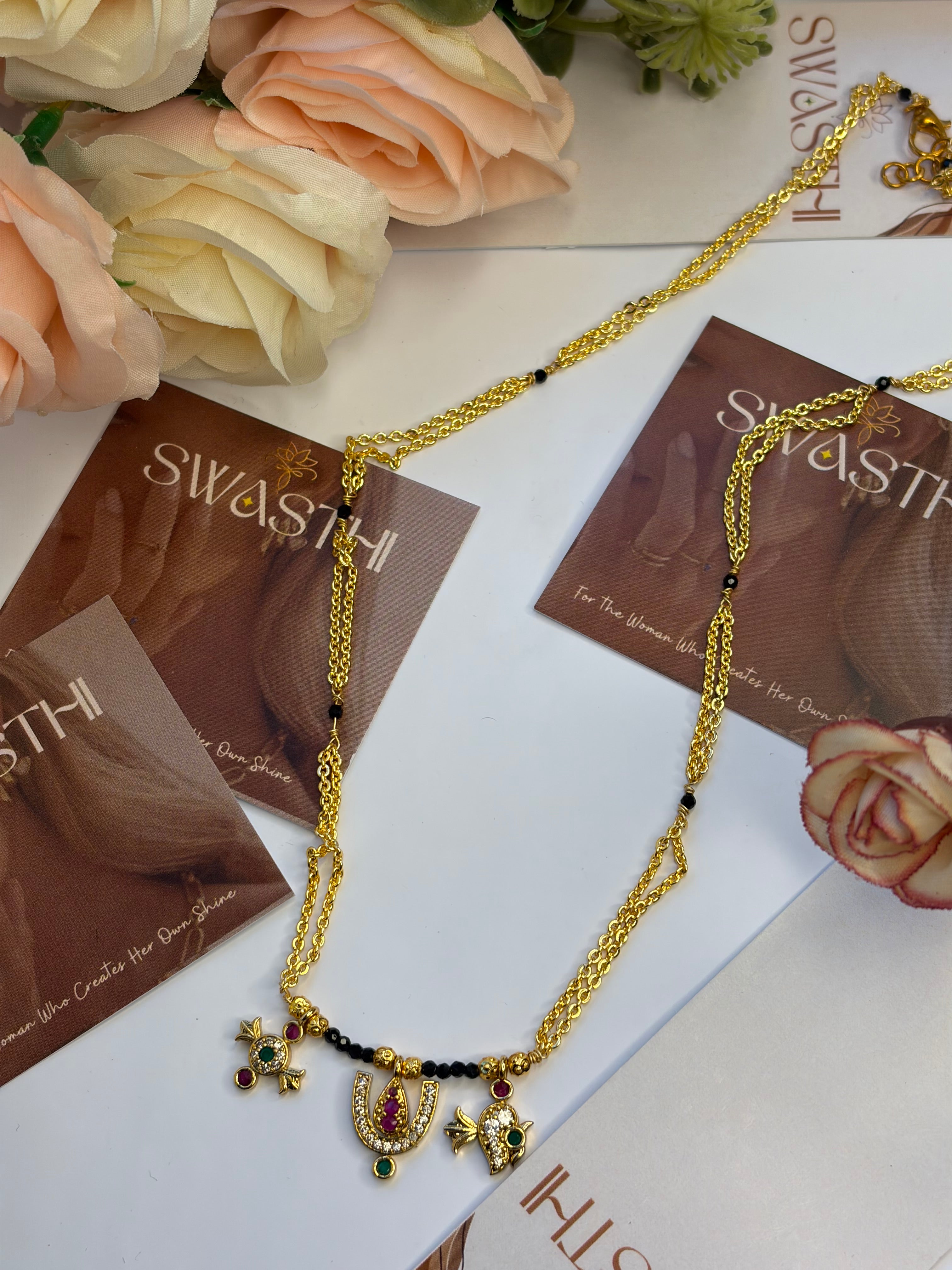 Shanku chakra namalu Black Beads