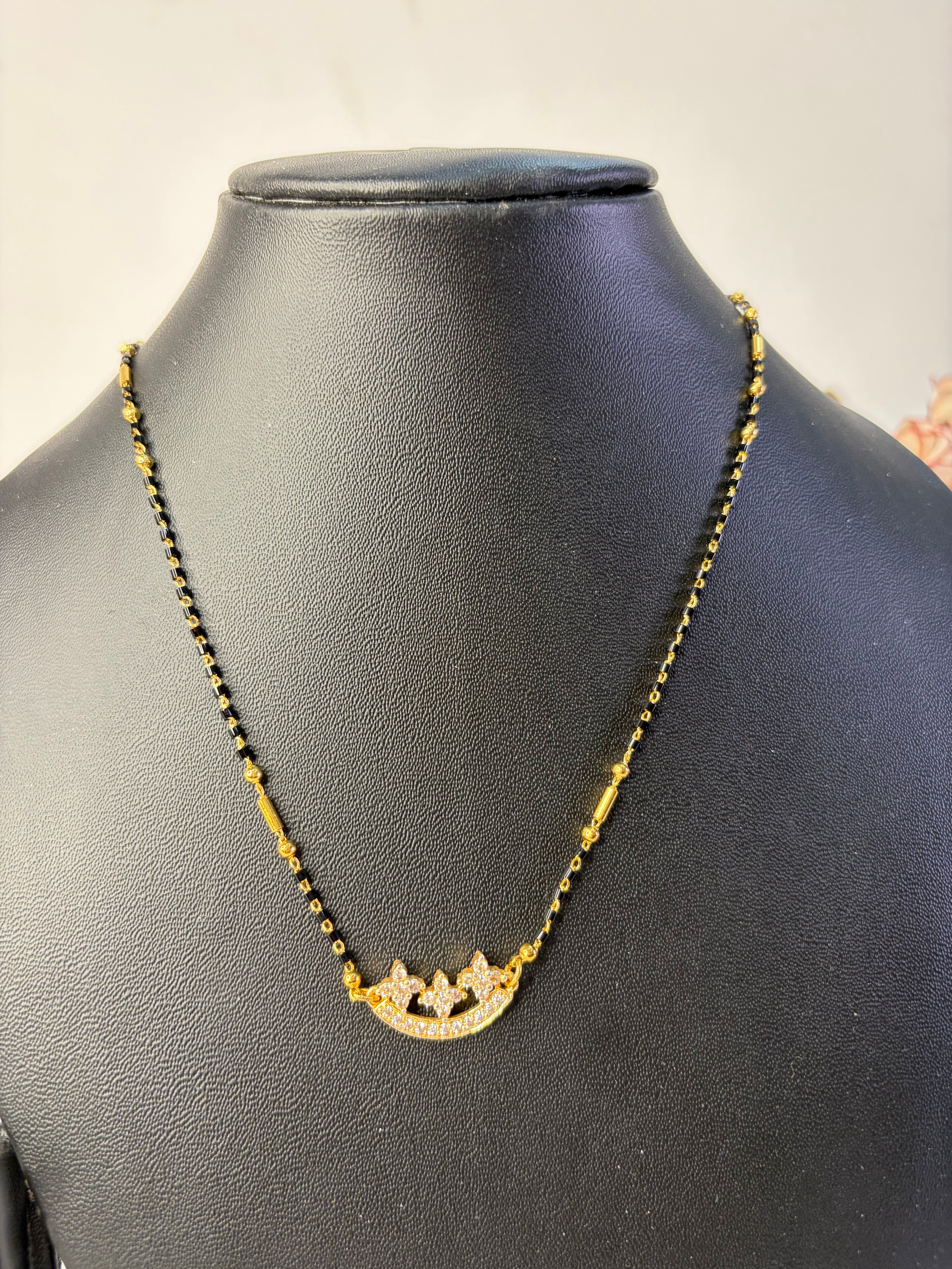 Three Star Short Black Beads