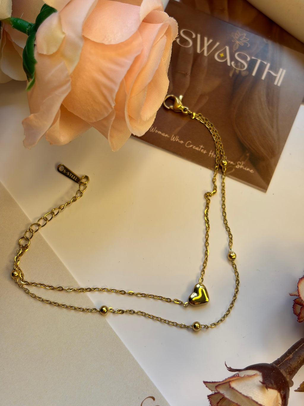 Double Layered Heart Chain Braclet