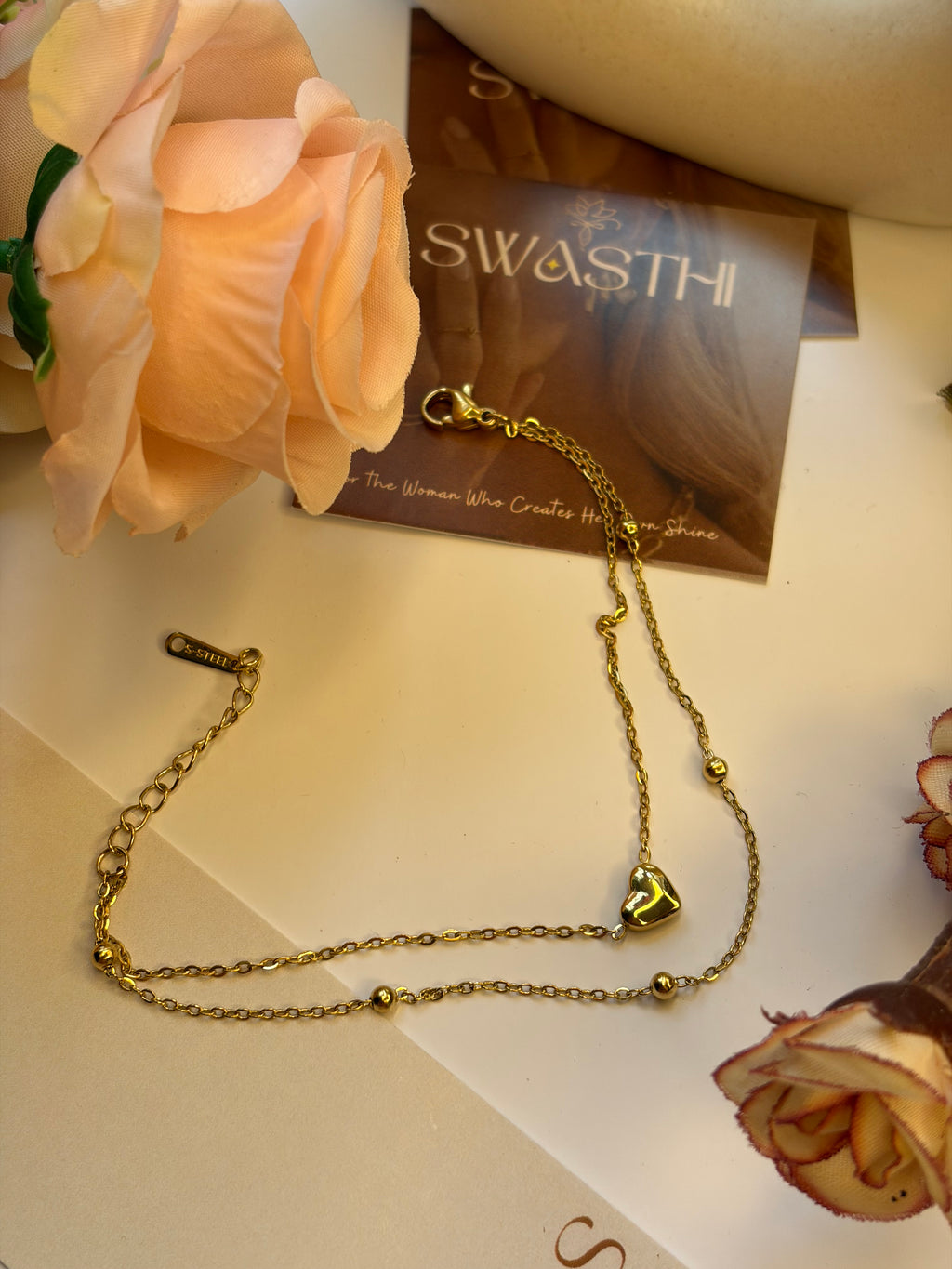 Double Layered Heart Chain Braclet